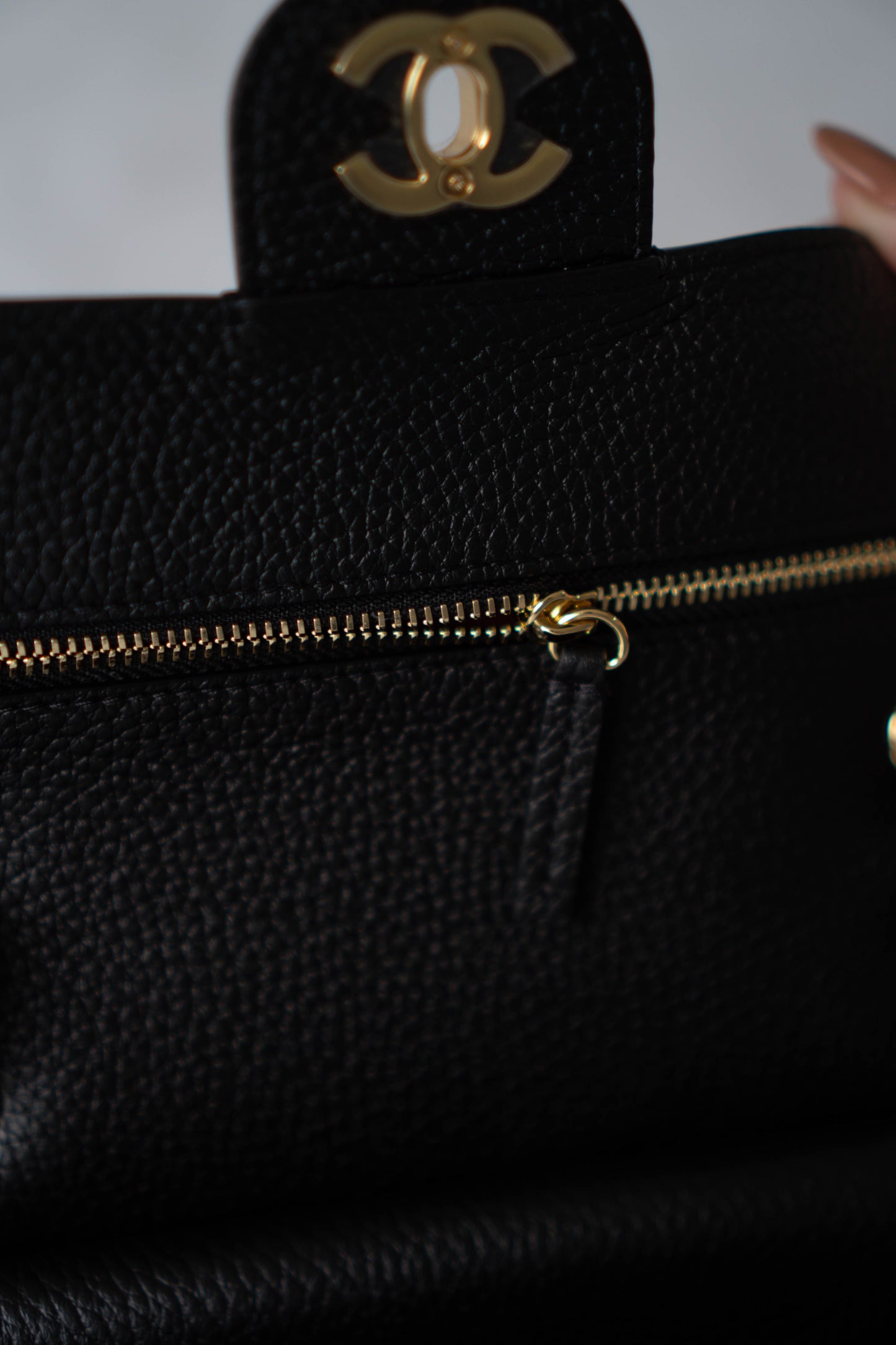26B Flap Shoulder Bag – Black Leather with Gold Hardware