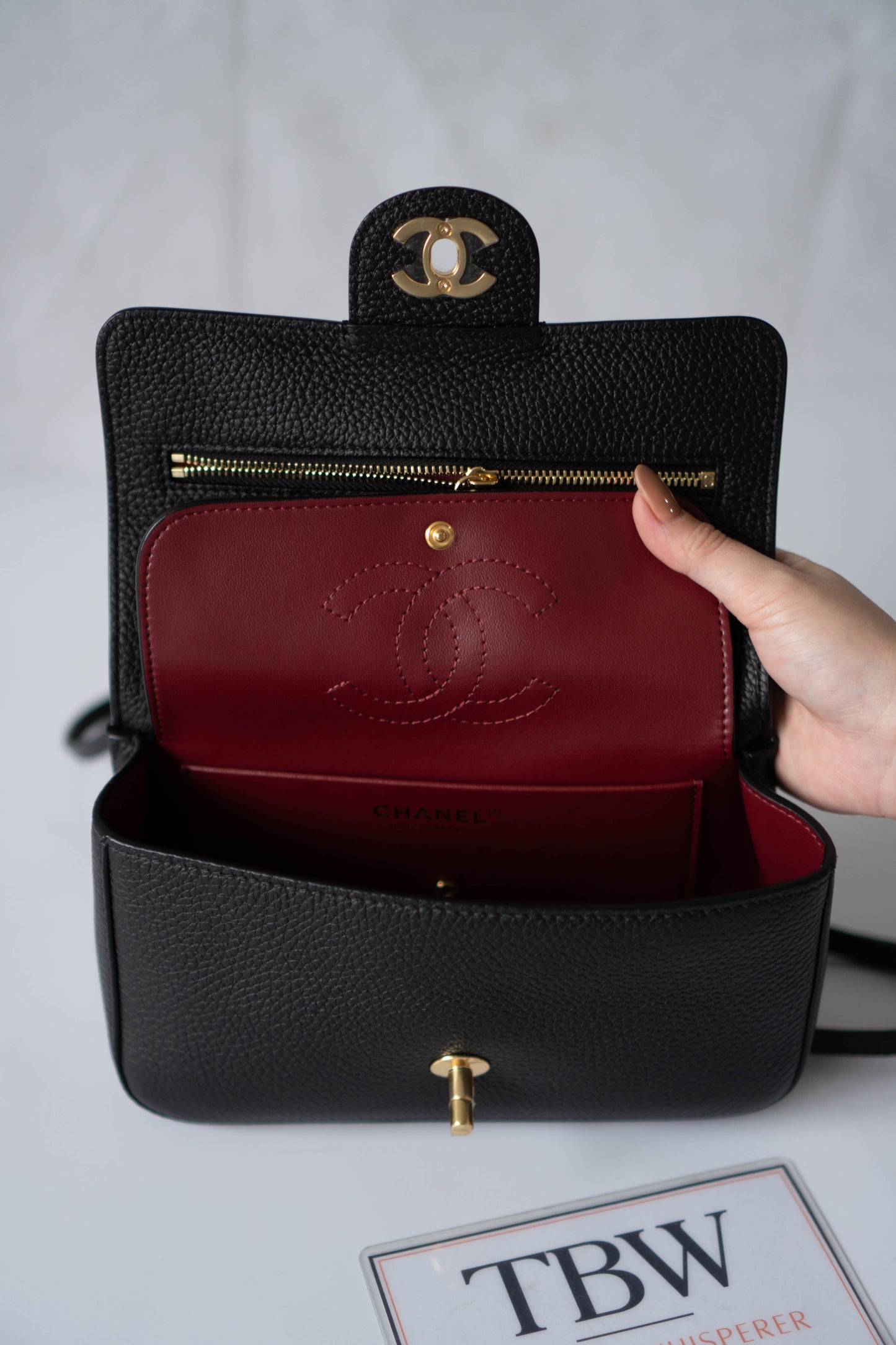 26B Flap Shoulder Bag – Black Leather with Gold Hardware