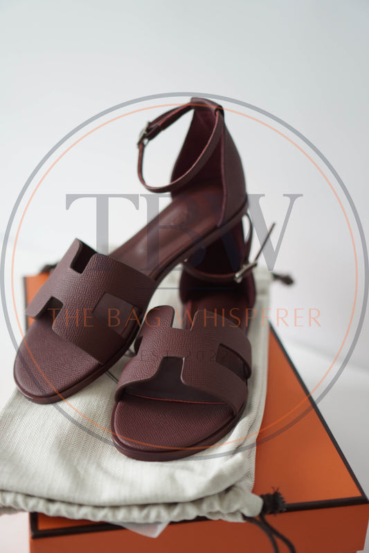 Santorini Ankle Strap Sandals – Burgundy Epsom Leather