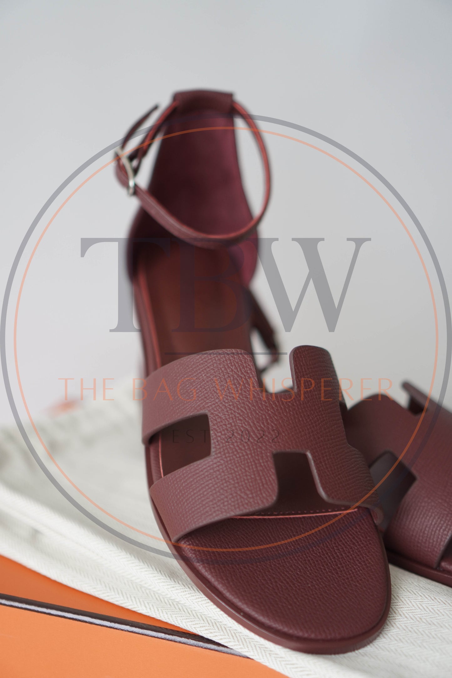 Santorini Ankle Strap Sandals – Burgundy Epsom Leather