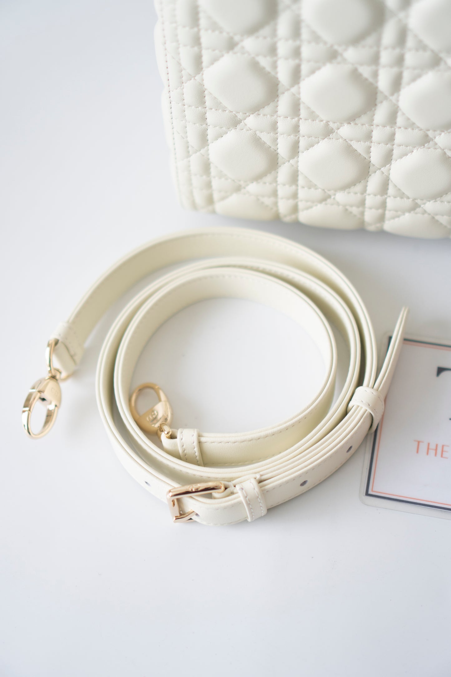 Lady D Medium Bag in White Lambskin