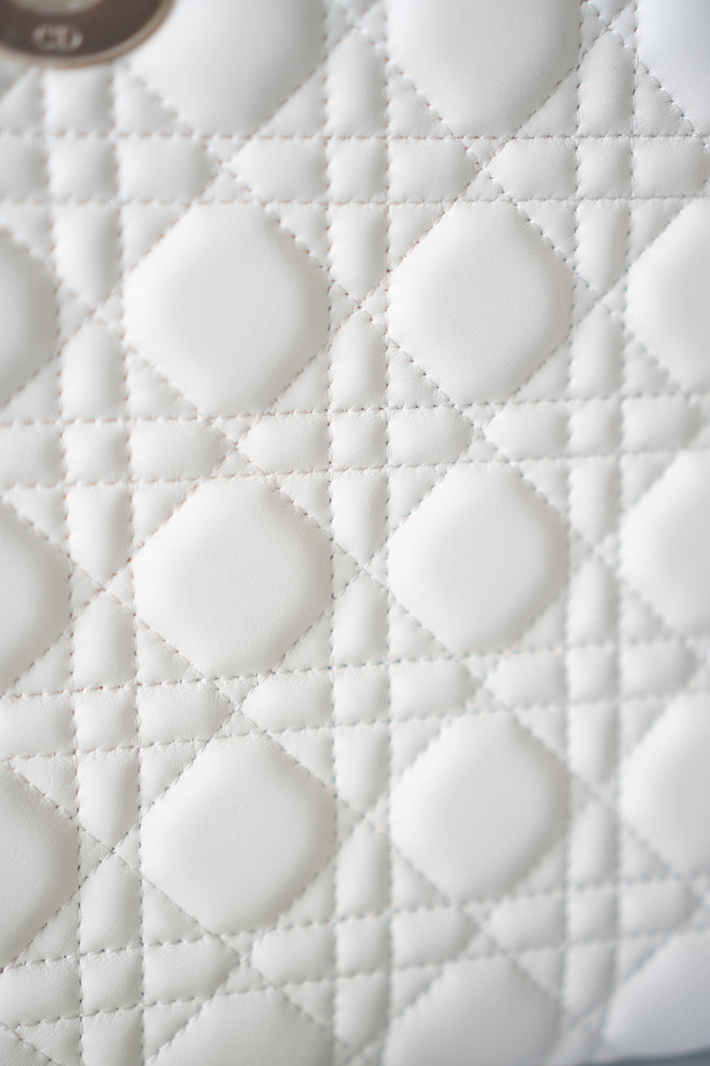 Lady D Medium Bag in White Lambskin