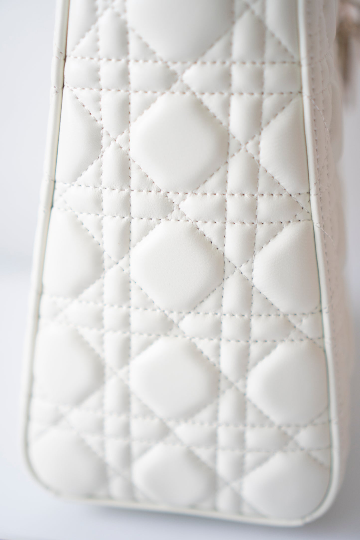 Lady D Medium Bag in White Lambskin