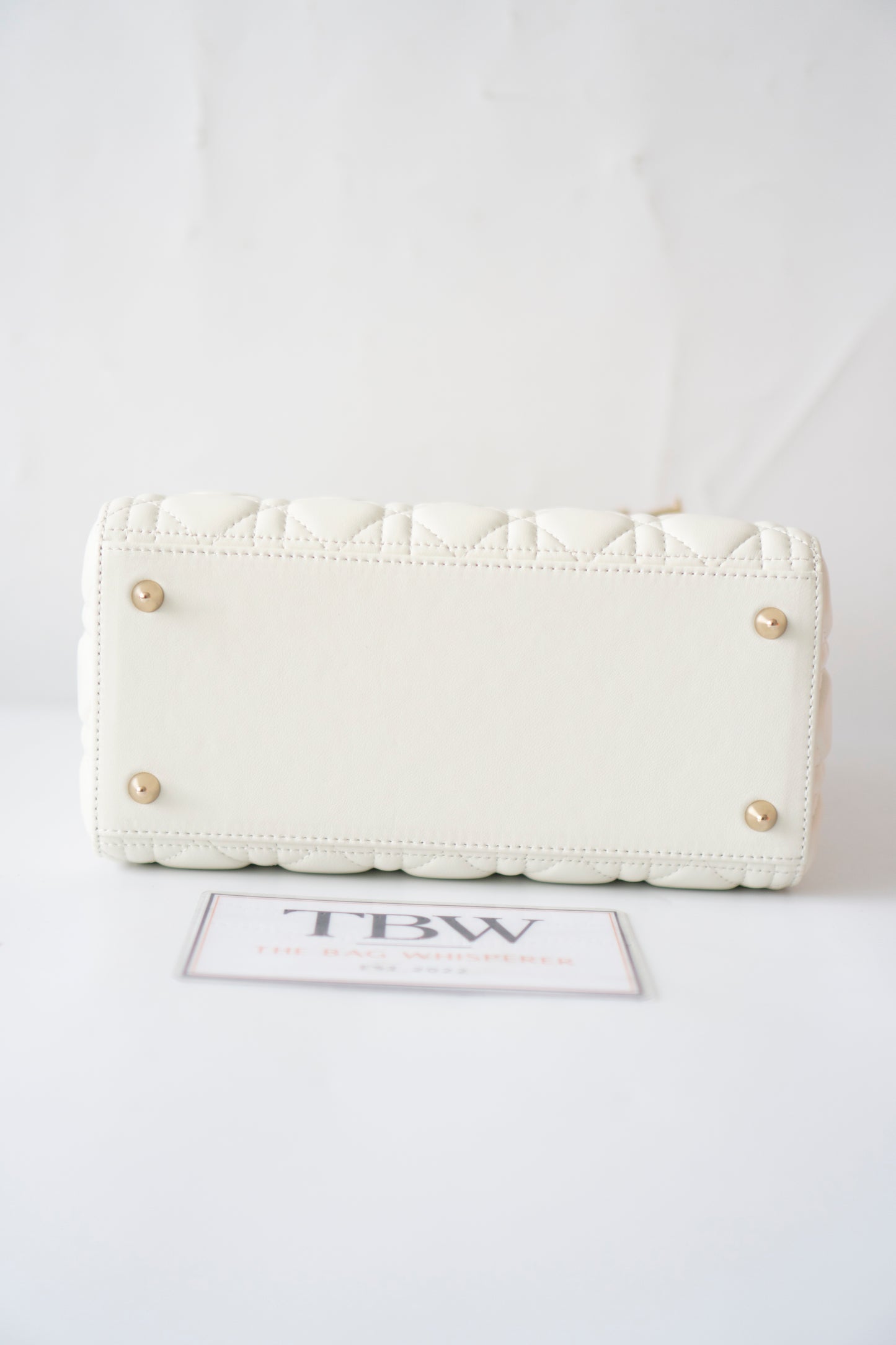 Lady D Medium Bag in White Lambskin