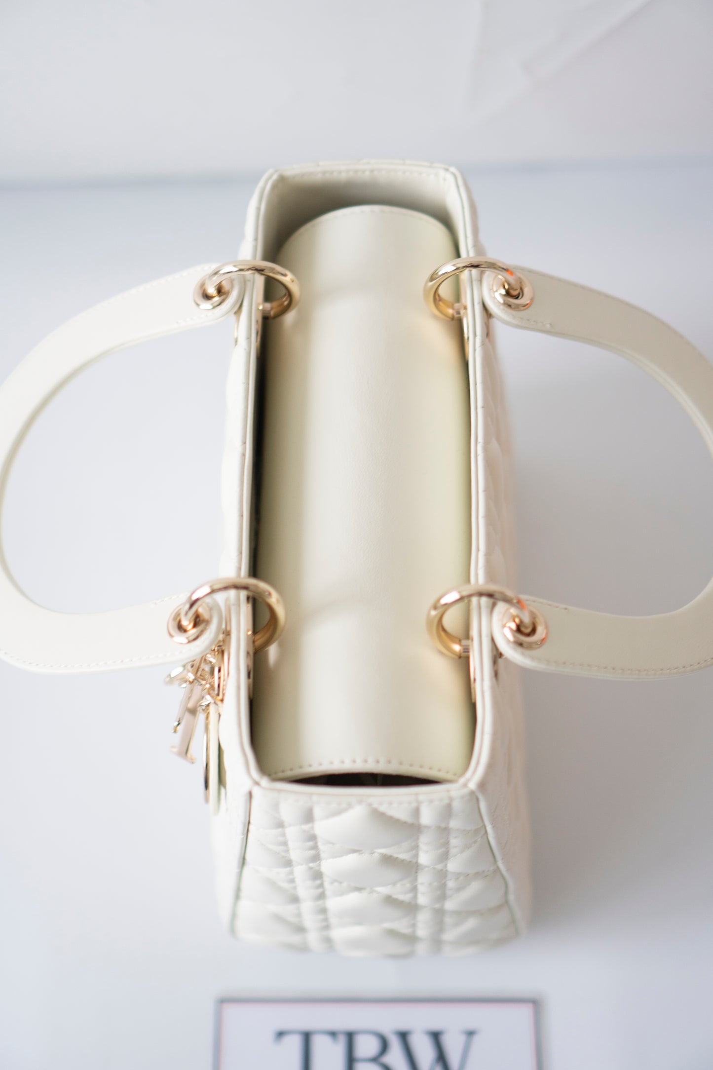 Lady D Medium Bag in White Lambskin
