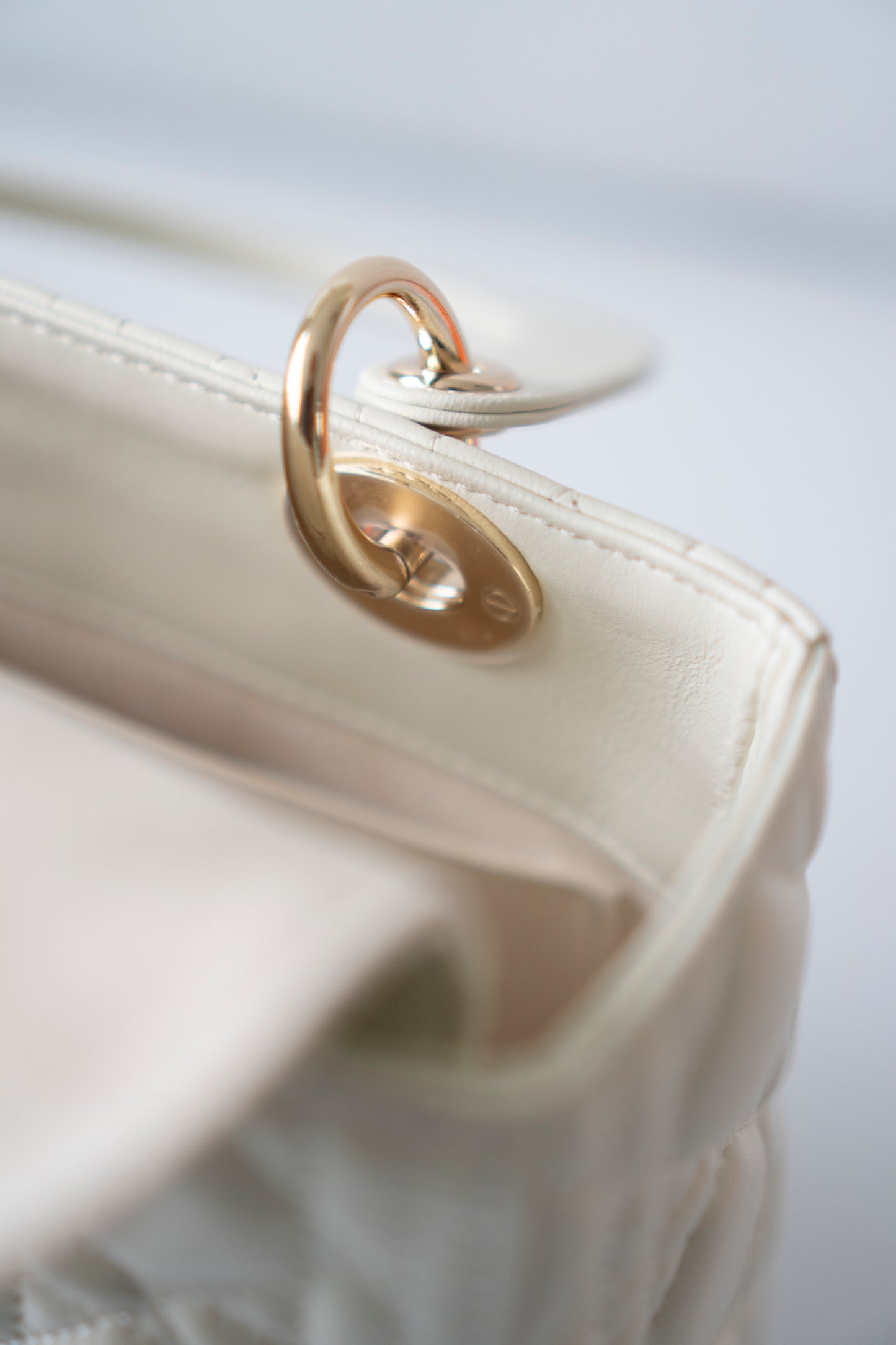 Lady D Medium Bag in White Lambskin
