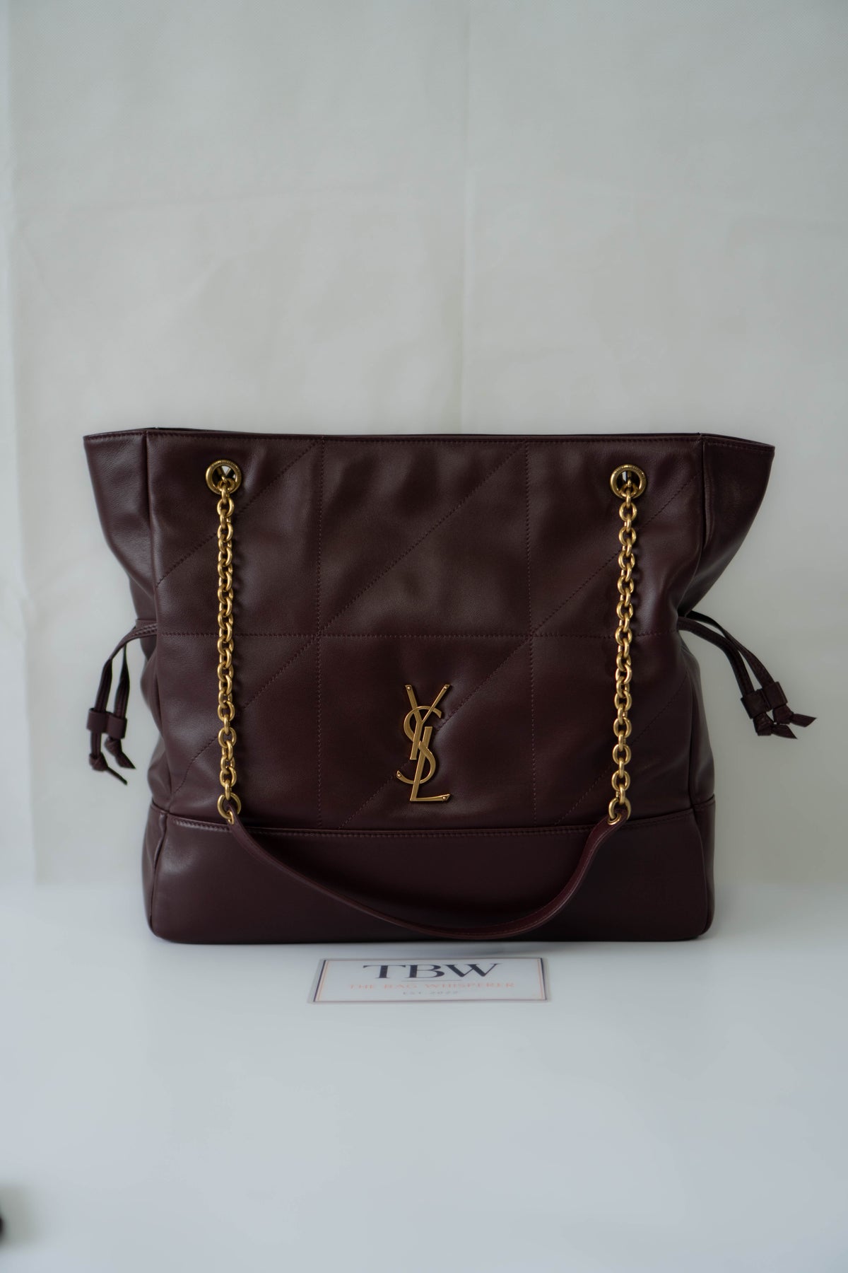 Jamie Medium Chain Tote Bag in Lambskin – Burgundy / Dark Plum with Bronze Hardware