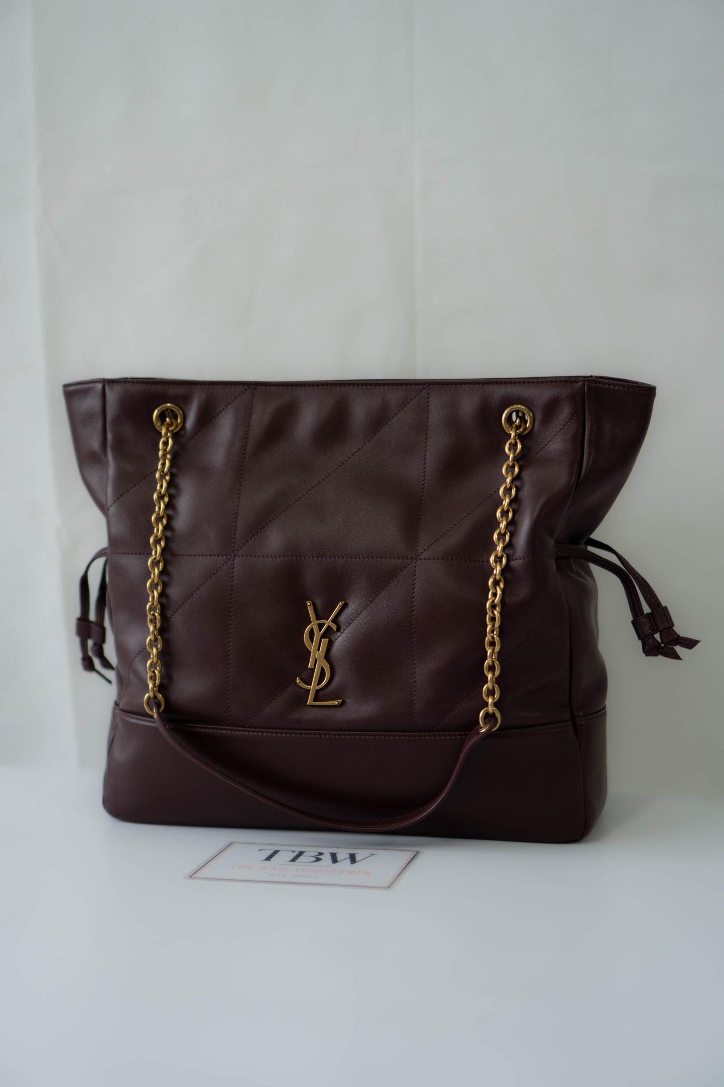 Jamie Medium Chain Tote Bag in Lambskin – Burgundy / Dark Plum with Bronze Hardware