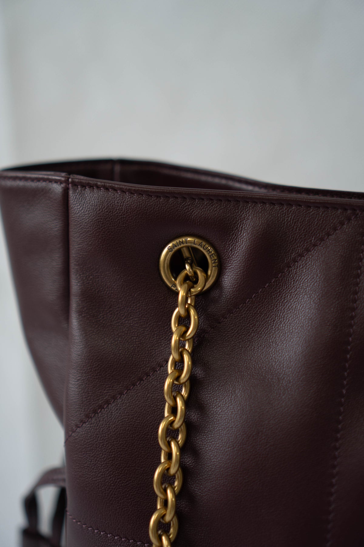 Jamie Medium Chain Tote Bag in Lambskin – Burgundy / Dark Plum with Bronze Hardware