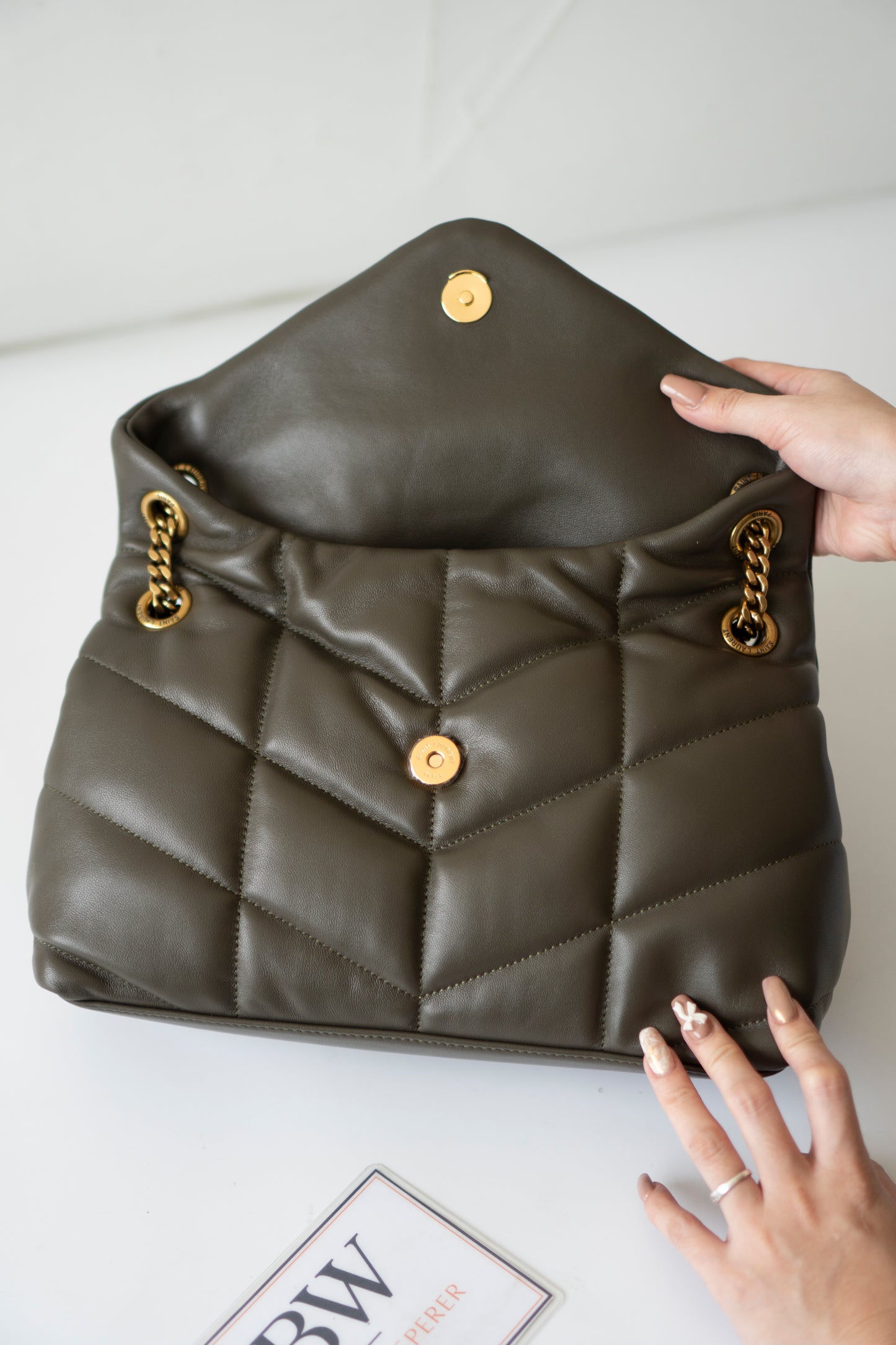 Loulou Puffer Small in Dark Khaki Green