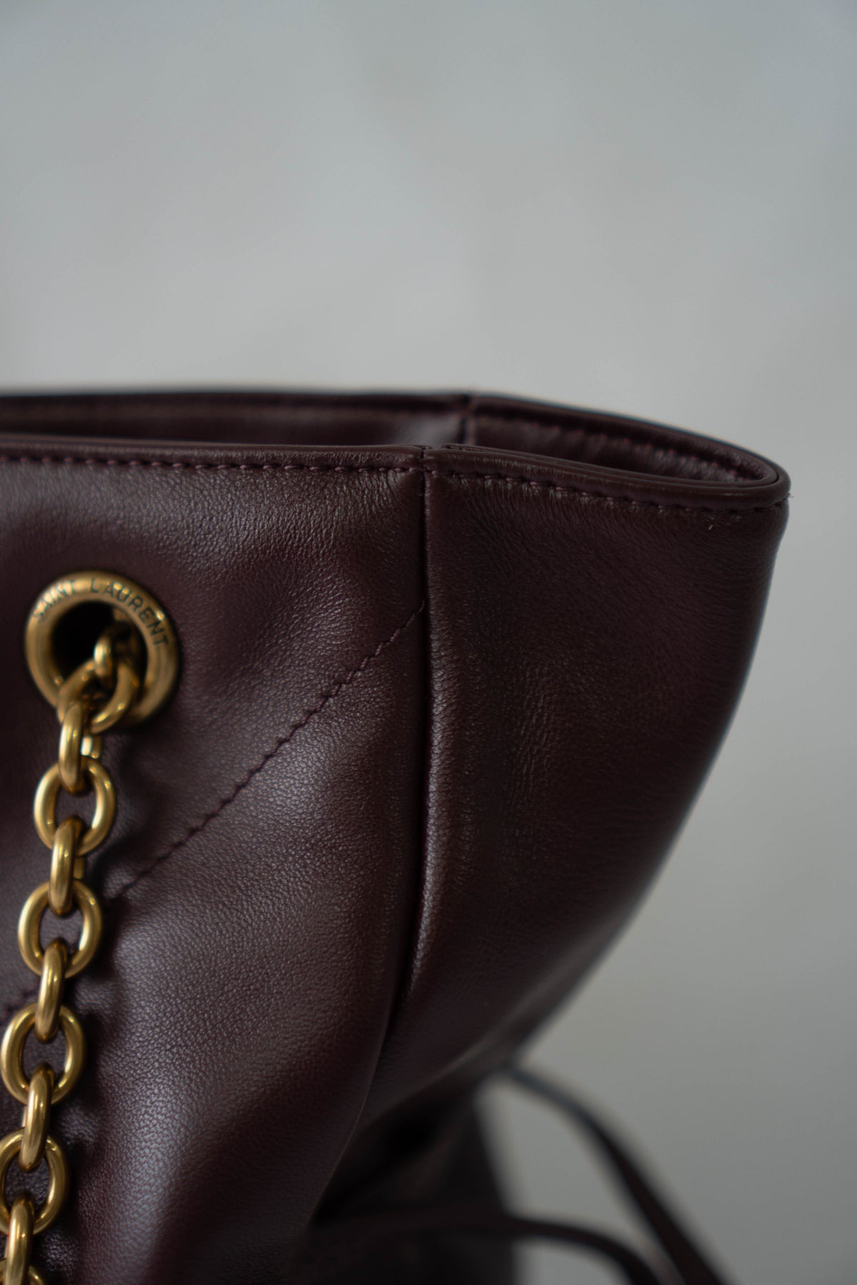 Jamie Medium Chain Tote Bag in Lambskin – Burgundy / Dark Plum with Bronze Hardware