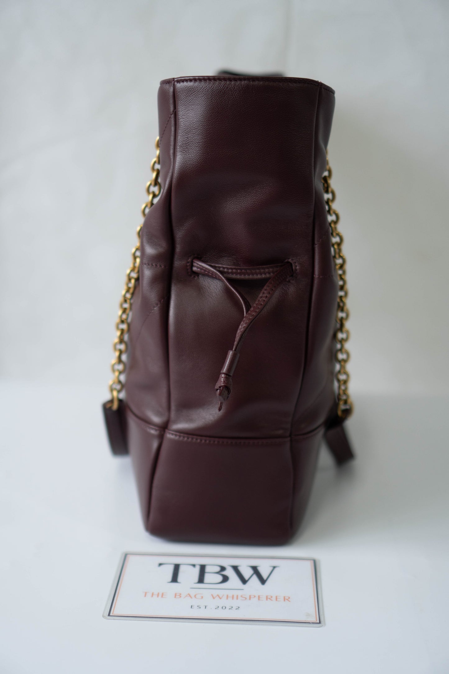 Jamie Medium Chain Tote Bag in Lambskin – Burgundy / Dark Plum with Bronze Hardware