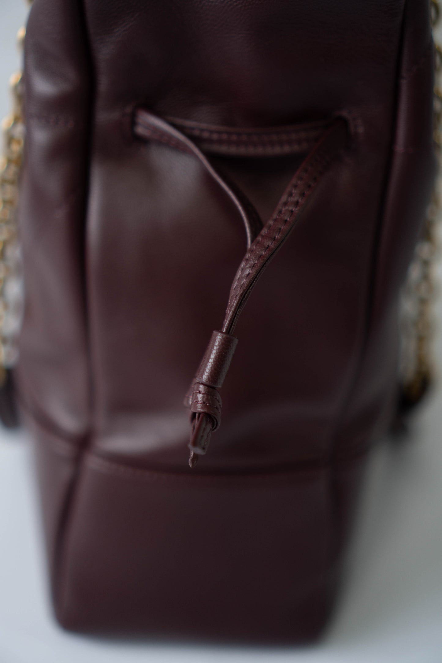 Jamie Medium Chain Tote Bag in Lambskin – Burgundy / Dark Plum with Bronze Hardware