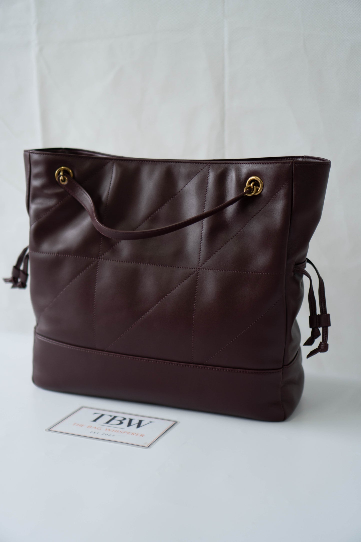 Jamie Medium Chain Tote Bag in Lambskin – Burgundy / Dark Plum with Bronze Hardware
