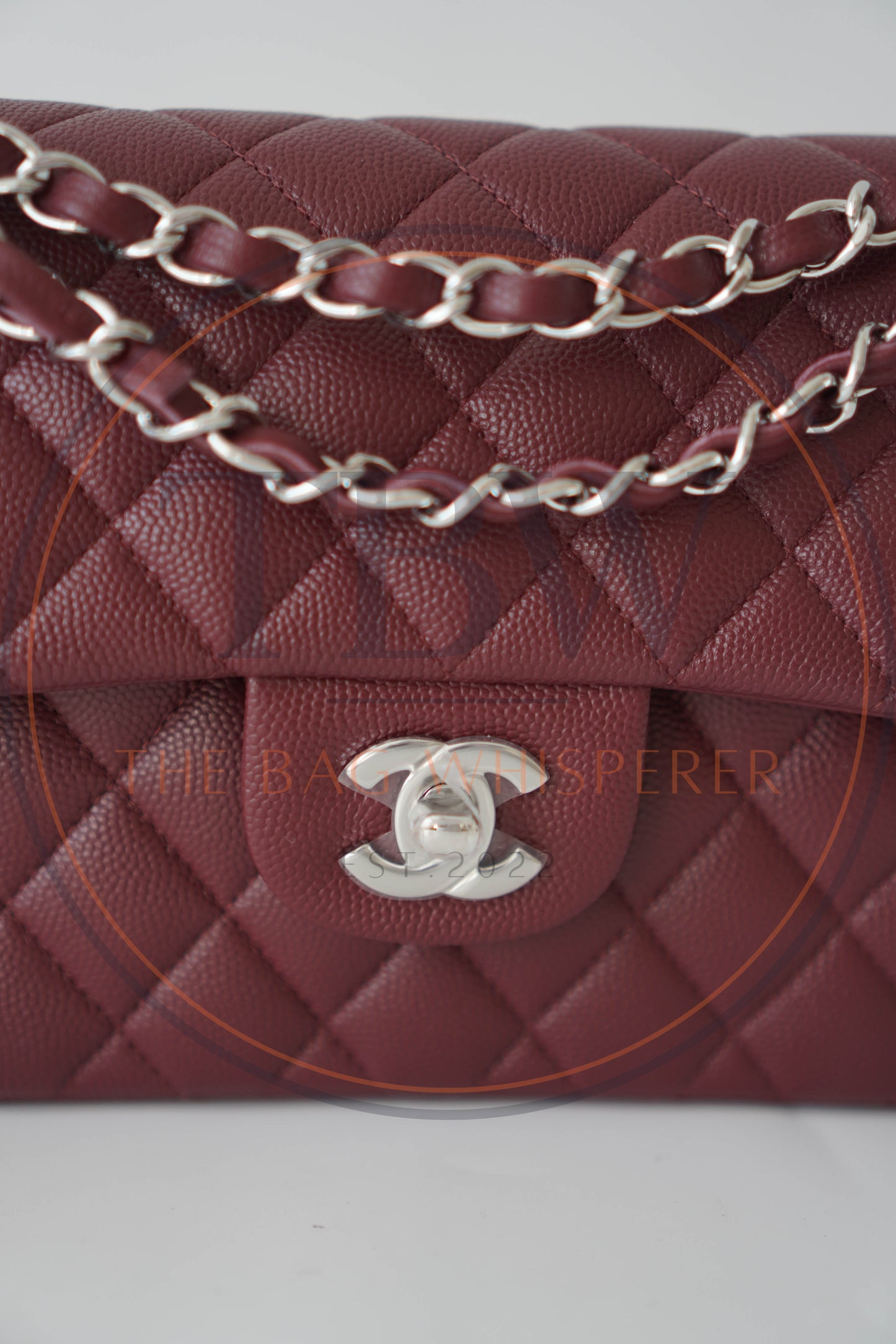 Classic Flap in Medium Burgundy Caviar with Silver Hardware