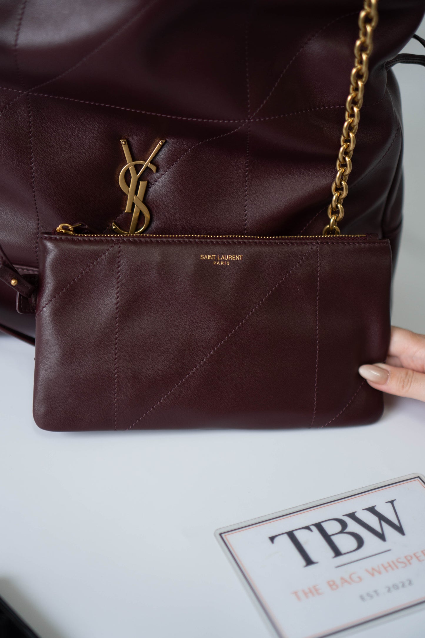 Jamie Medium Chain Tote Bag in Lambskin – Burgundy / Dark Plum with Bronze Hardware