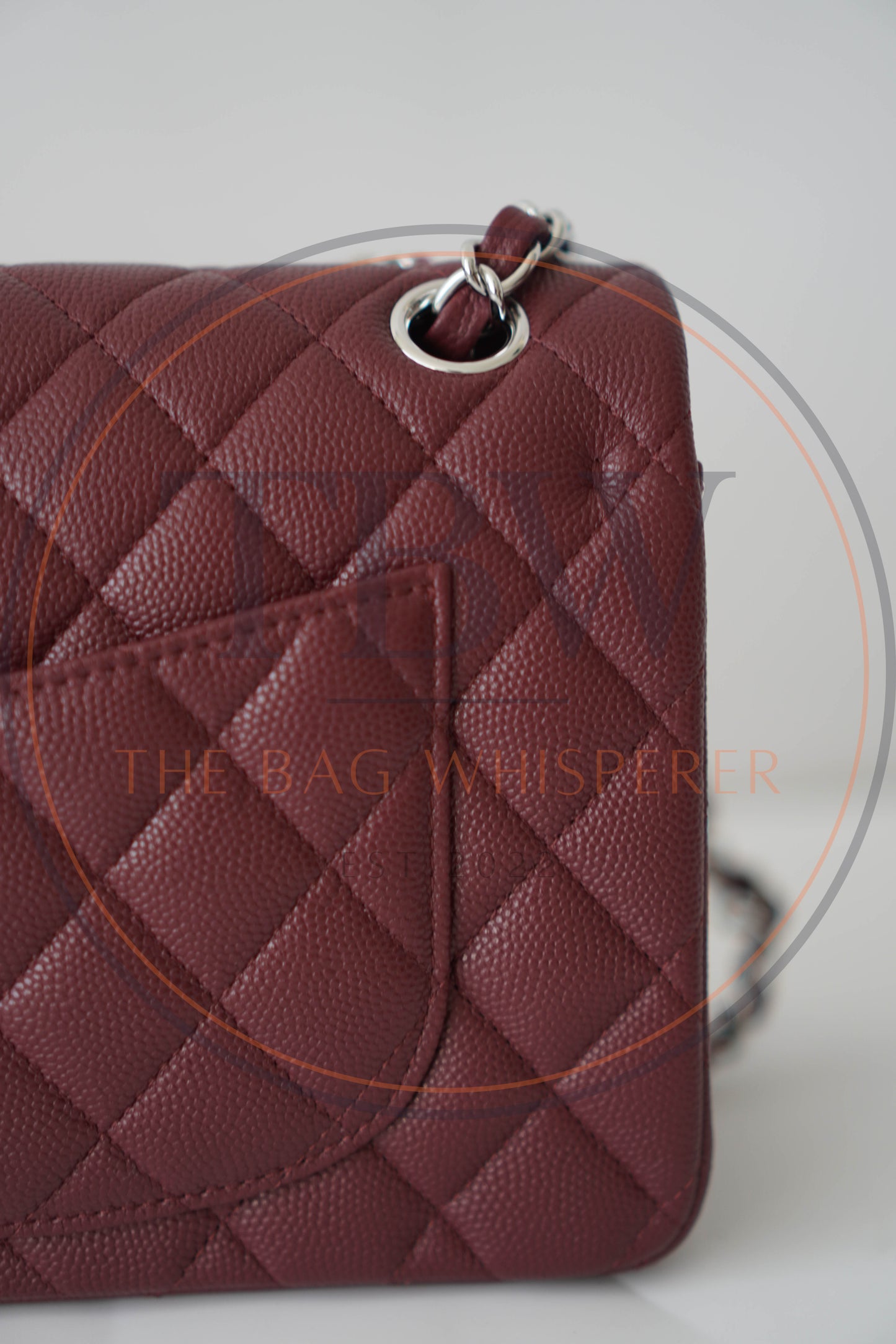 Classic Flap in Medium Burgundy Caviar with Silver Hardware