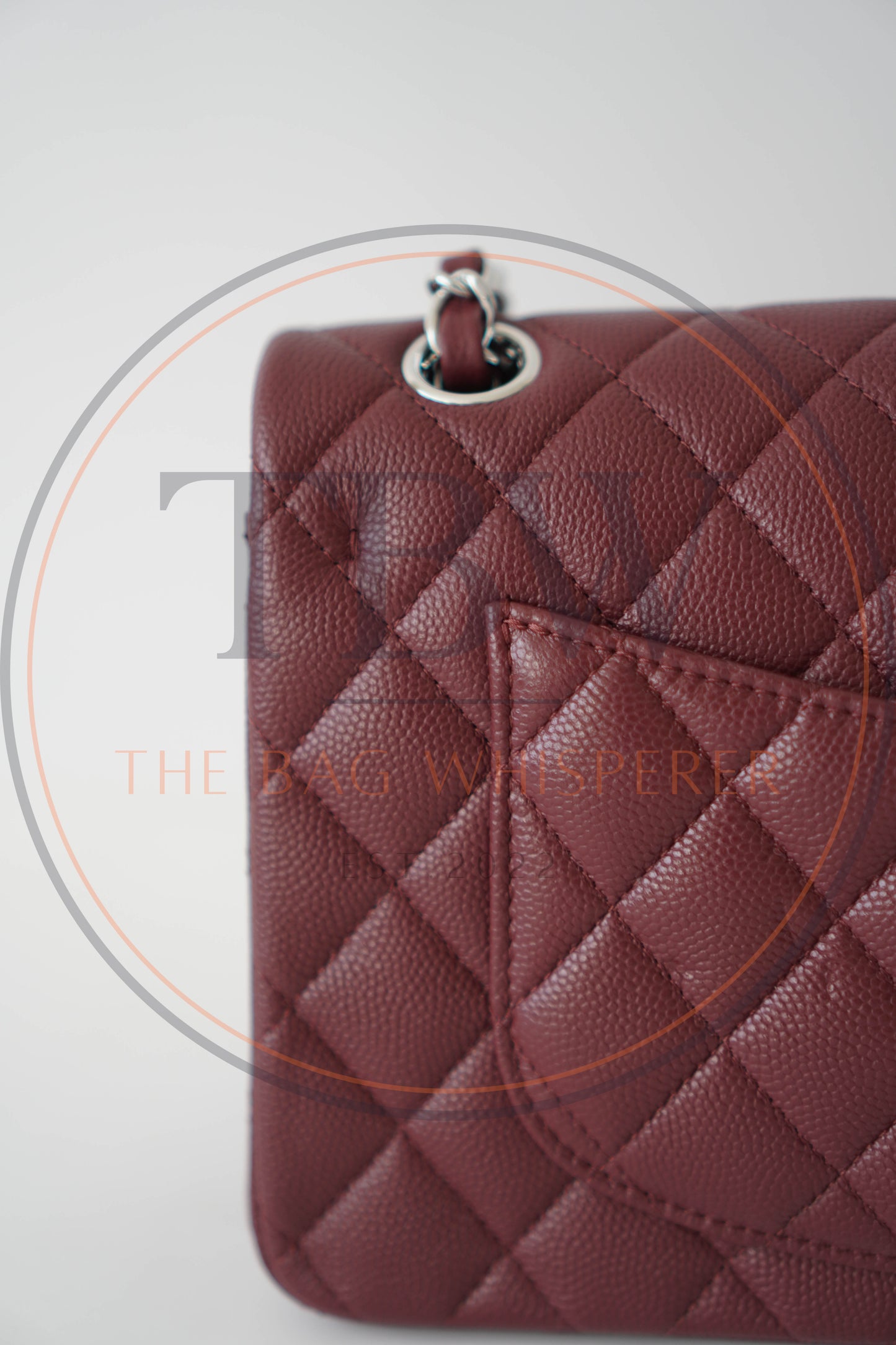 Classic Flap in Medium Burgundy Caviar with Silver Hardware