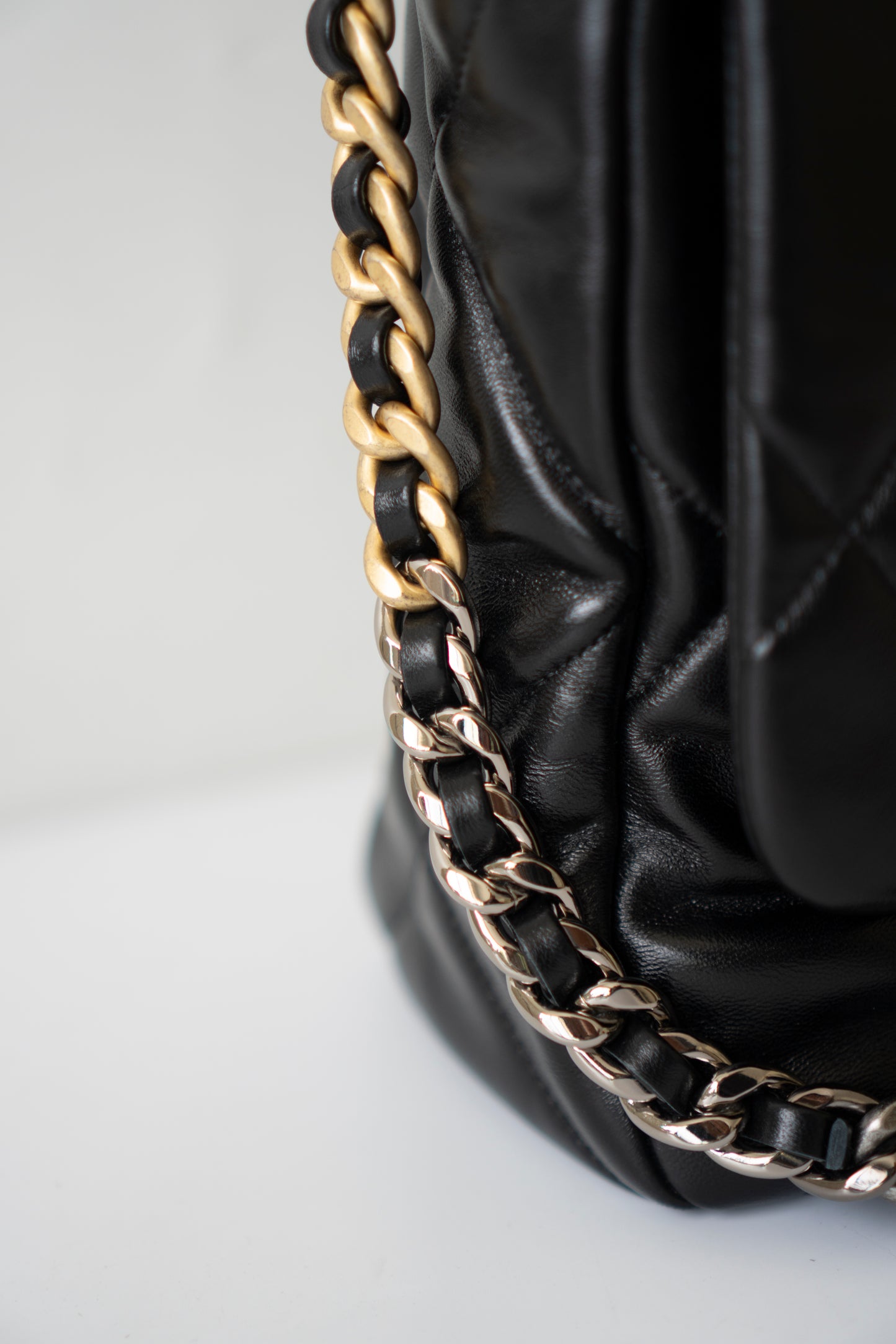 19 Maxi Flap Bag in Black Lambskin