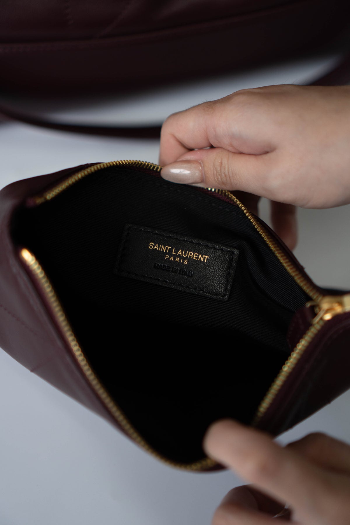 Jamie Medium Chain Tote Bag in Lambskin – Burgundy / Dark Plum with Bronze Hardware