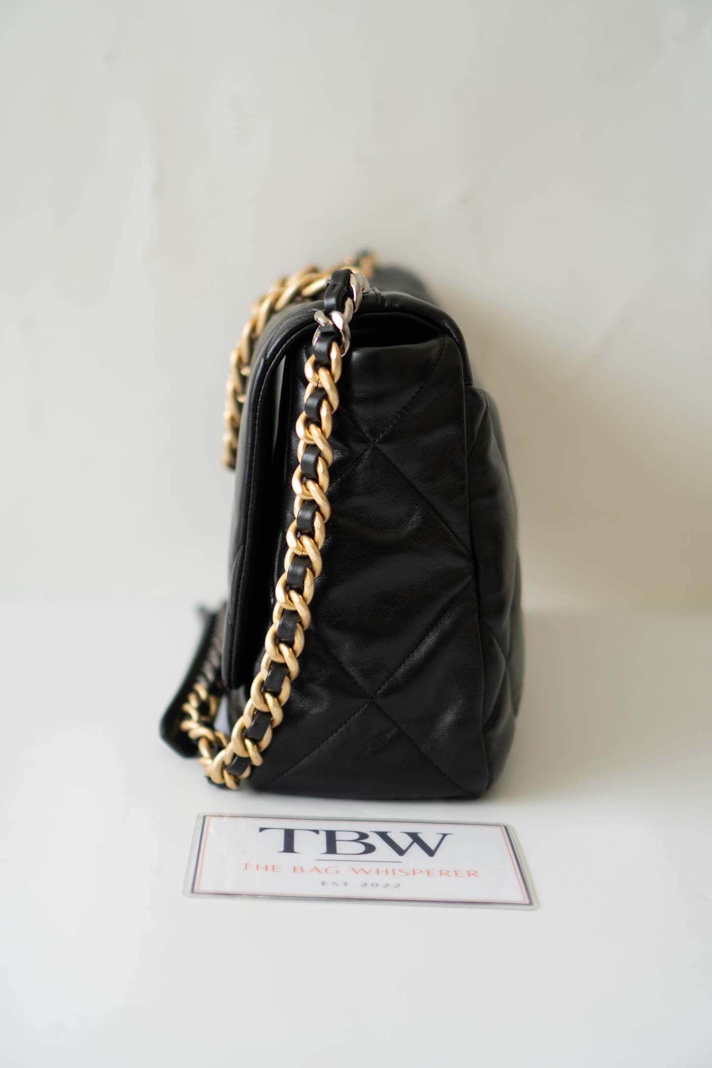 19 Maxi Flap Bag in Black Lambskin