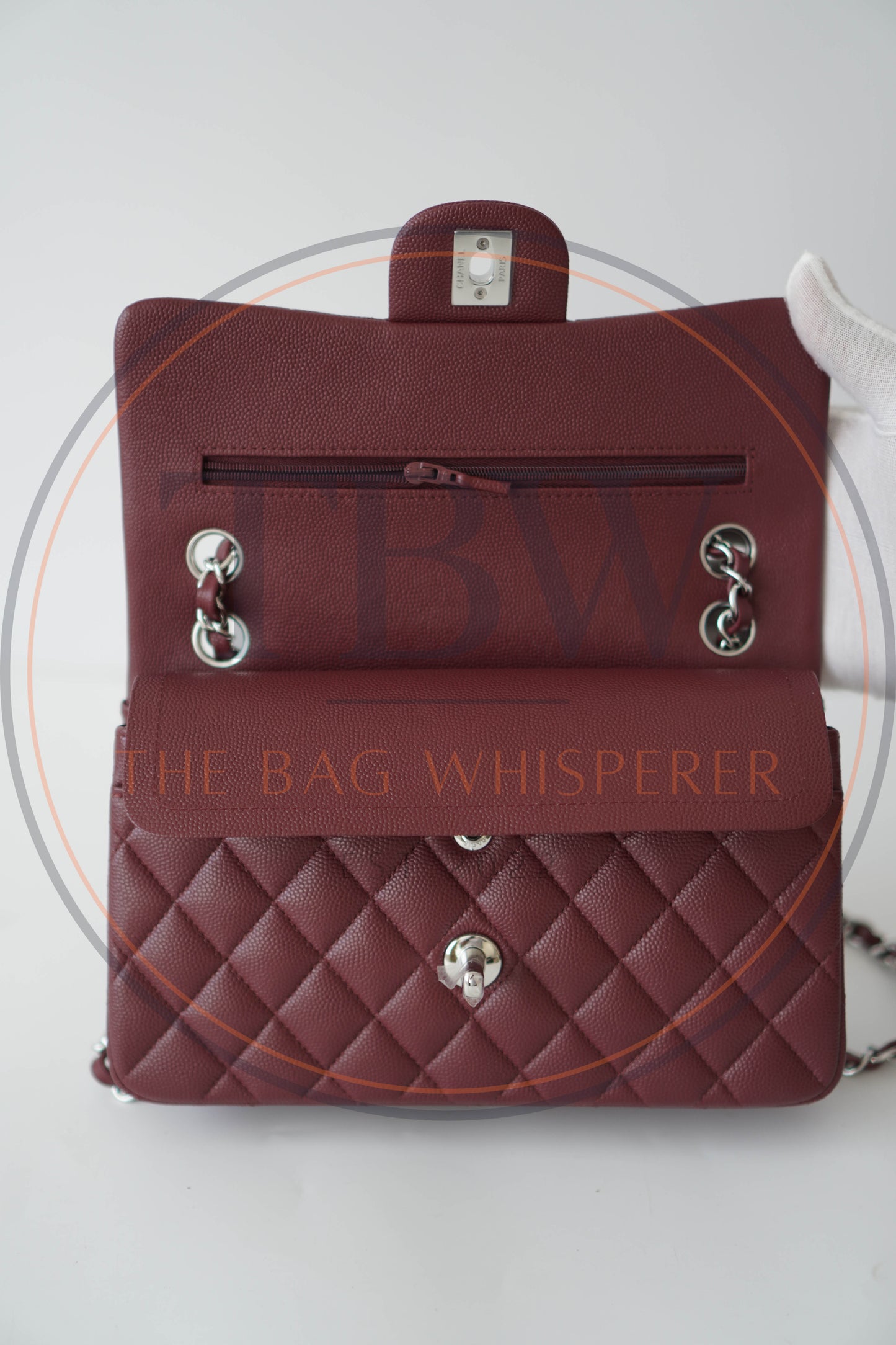 Classic Flap in Medium Burgundy Caviar with Silver Hardware