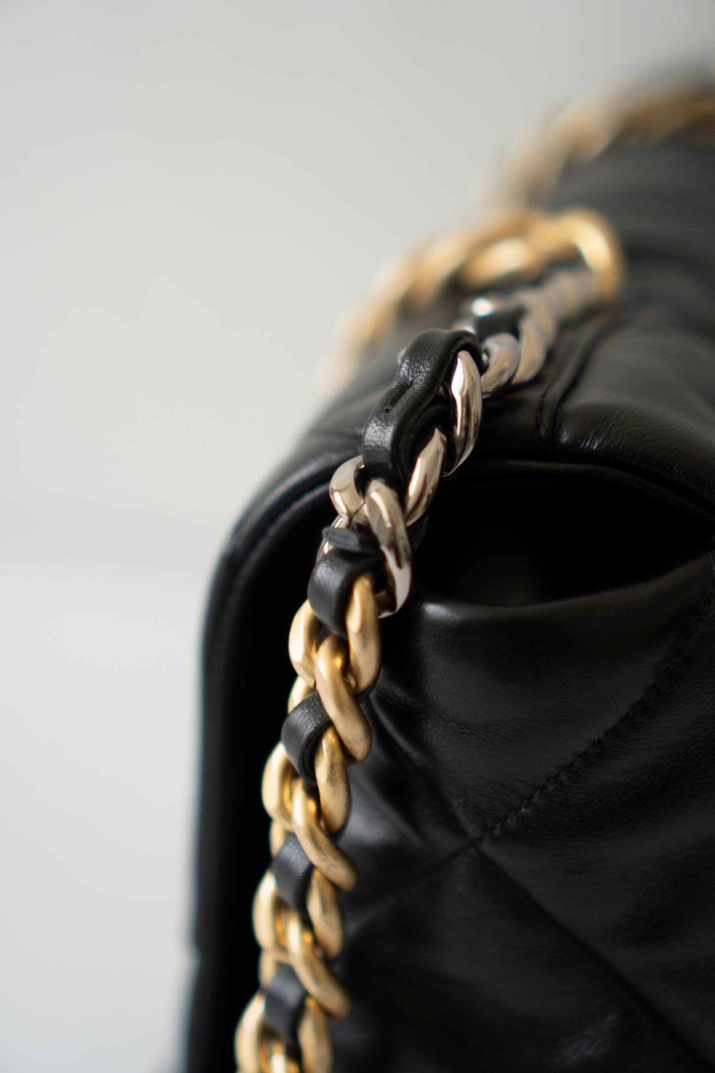 19 Maxi Flap Bag in Black Lambskin