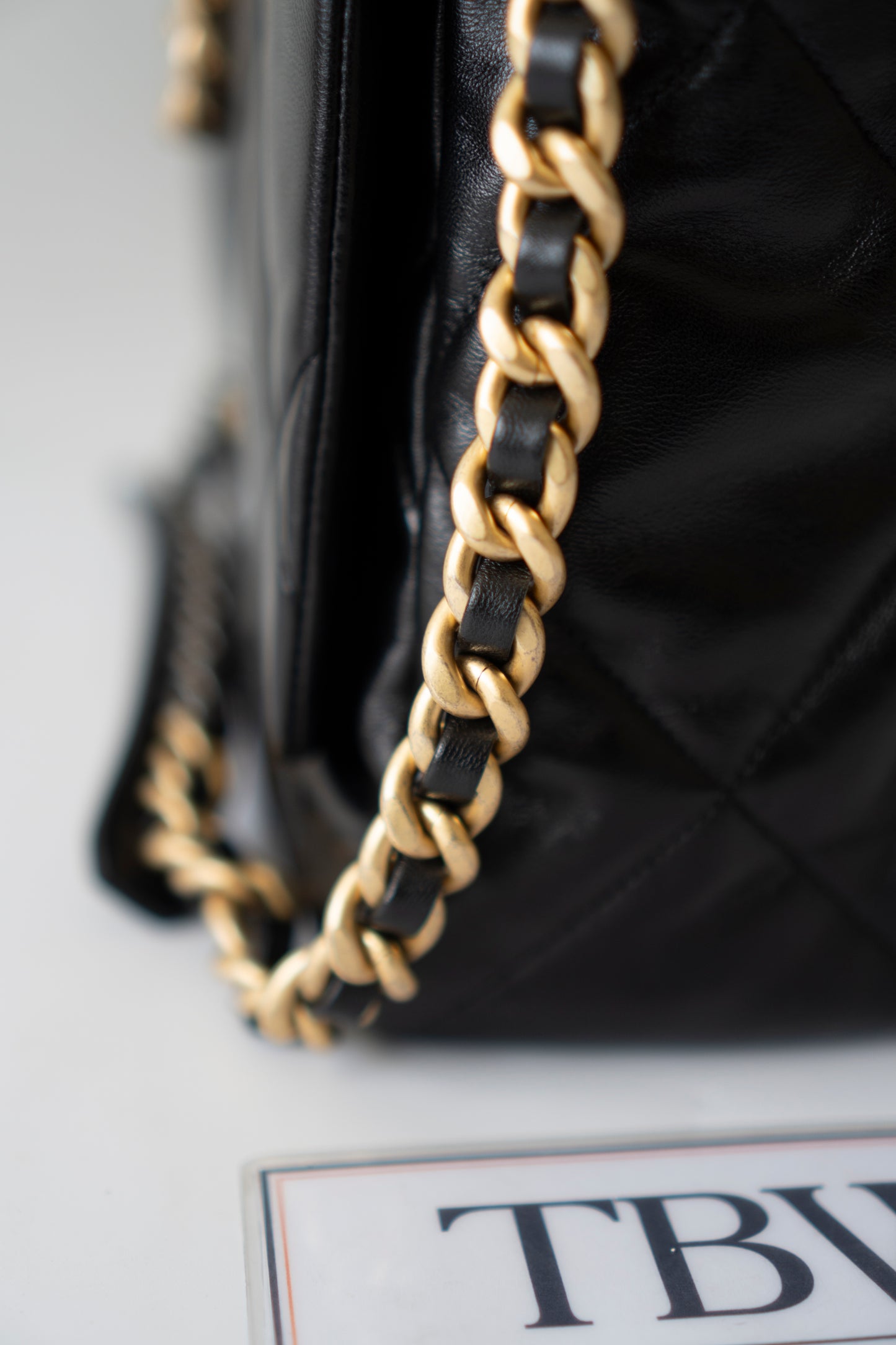 19 Maxi Flap Bag in Black Lambskin