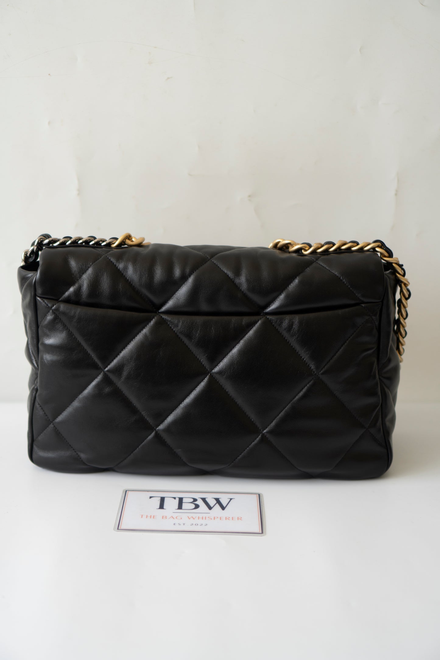 19 Maxi Flap Bag in Black Lambskin