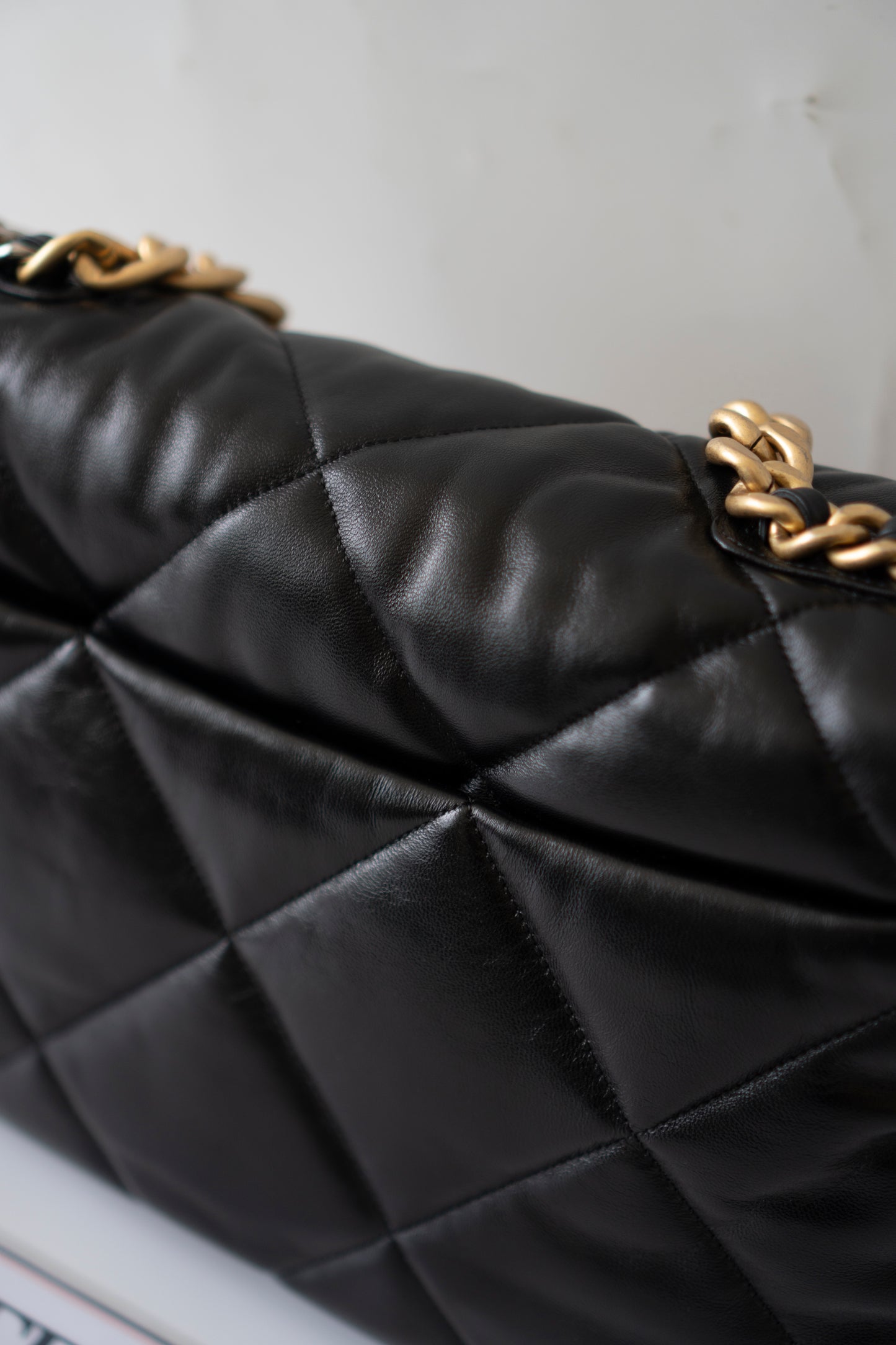 19 Maxi Flap Bag in Black Lambskin