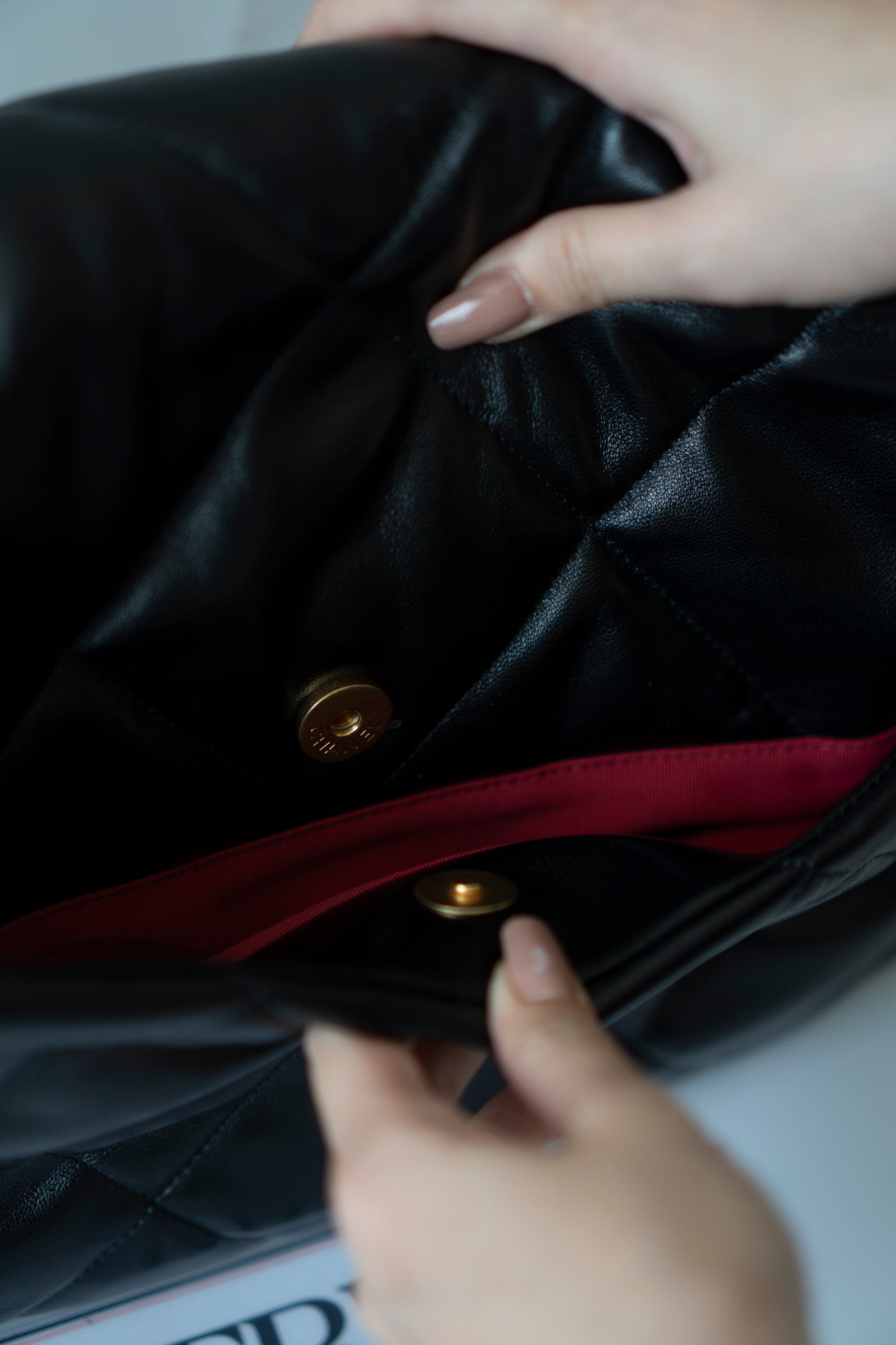 19 Maxi Flap Bag in Black Lambskin