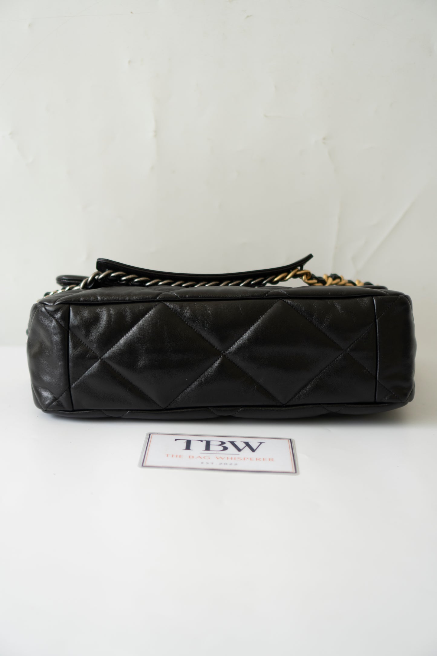 19 Maxi Flap Bag in Black Lambskin
