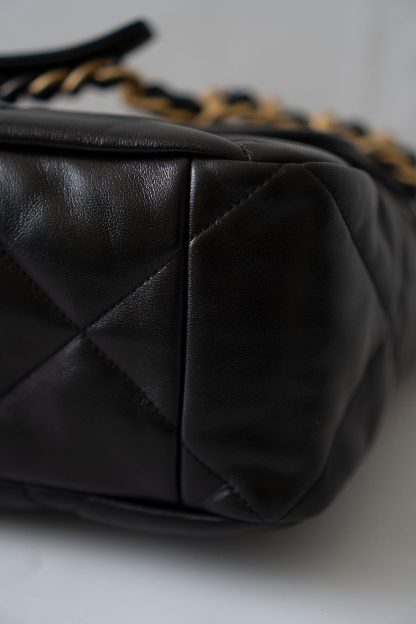 19 Maxi Flap Bag in Black Lambskin