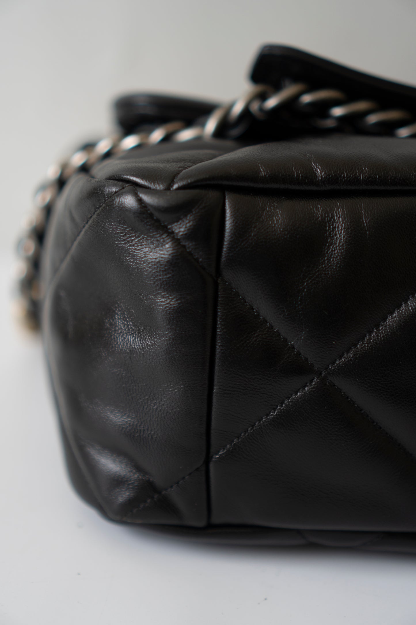 19 Maxi Flap Bag in Black Lambskin