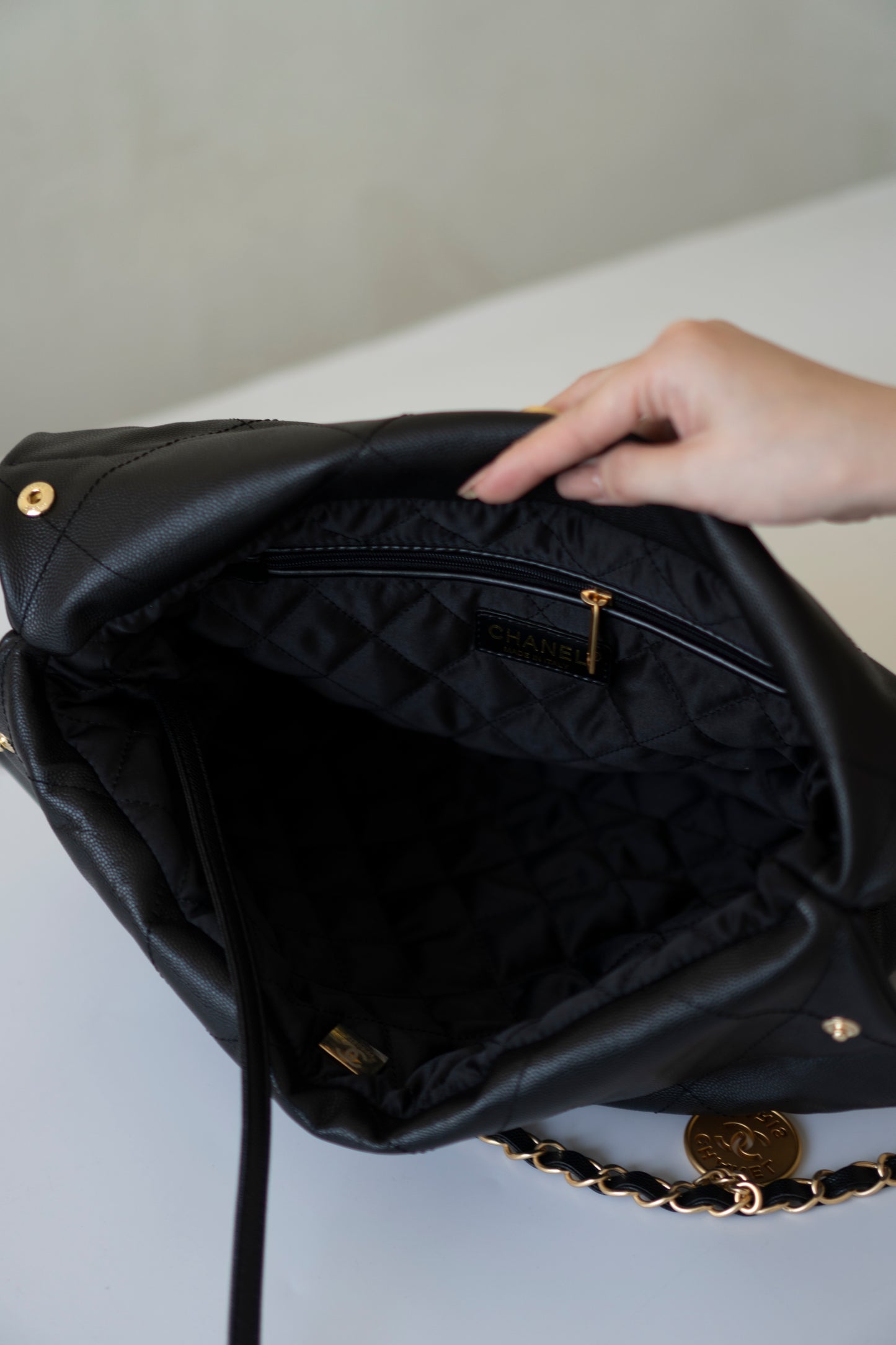 C22 Small Handbag in Black Caviar Leather