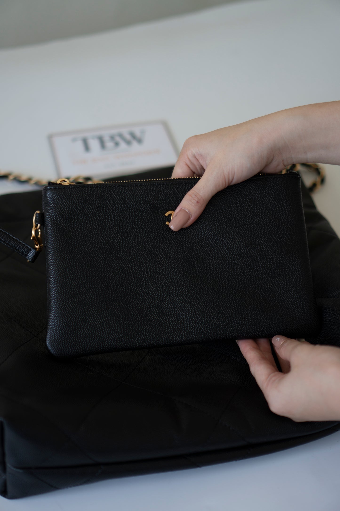 C22 Small Handbag in Black Caviar Leather