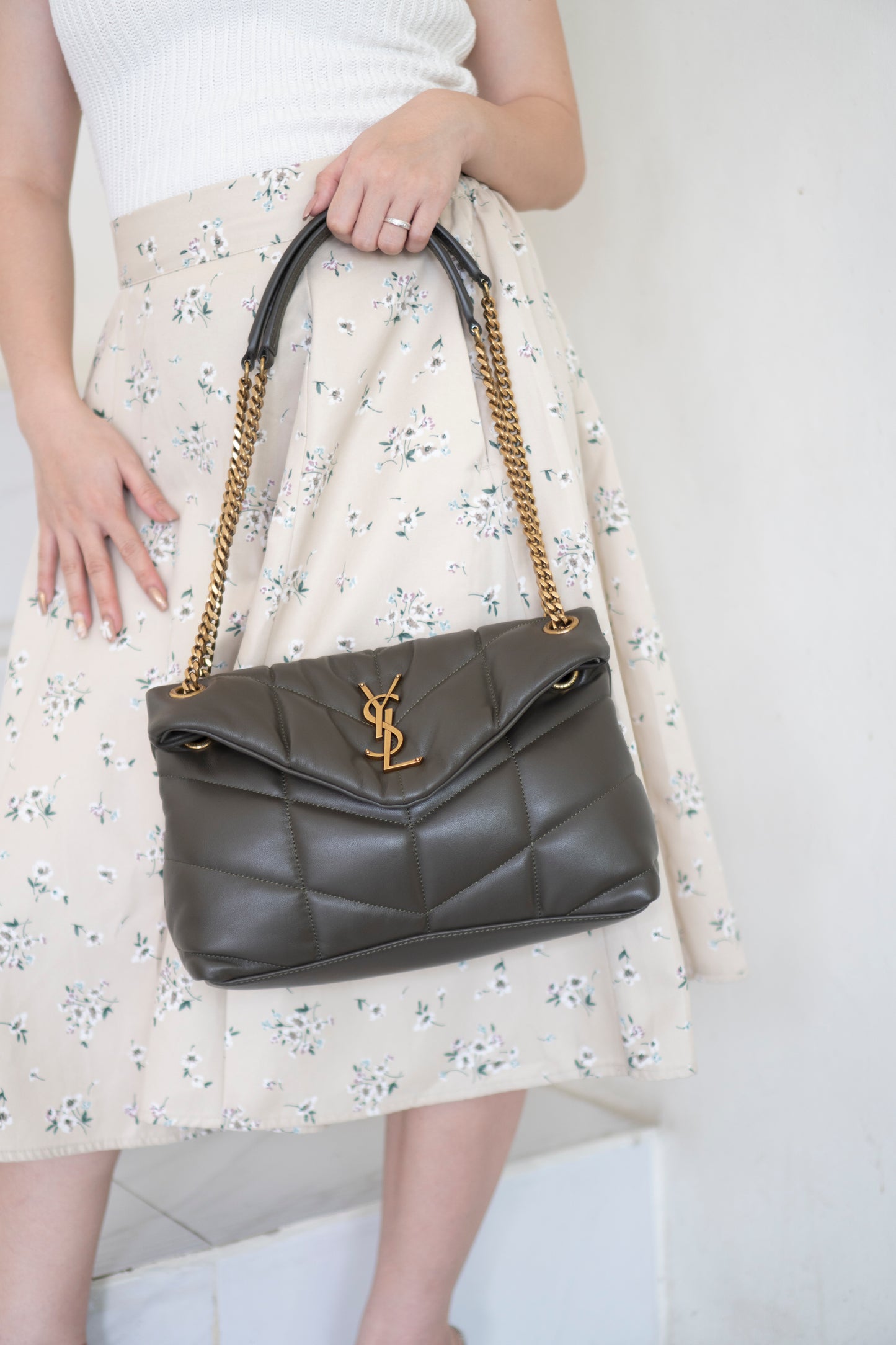 Loulou Puffer Small in Dark Khaki Green