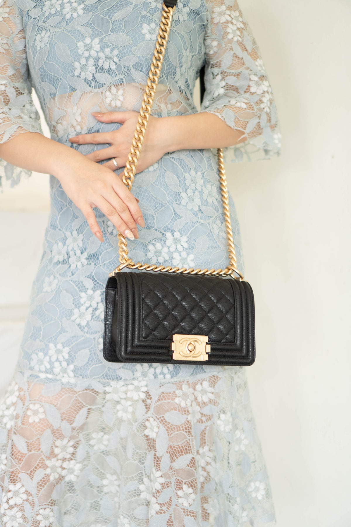 Boy Flap Bag Medium – Black Caviar Leather with Gold Hardware