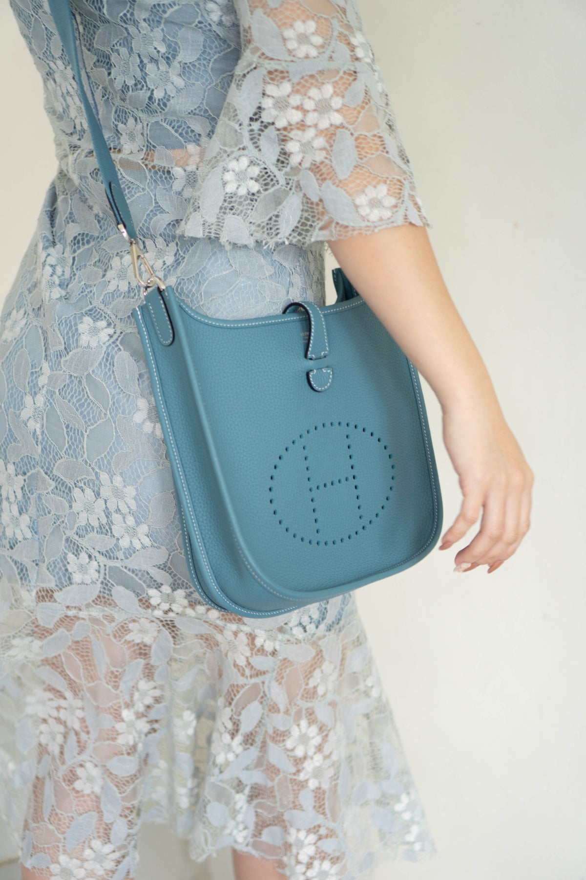 Evelyn 23 Bag – Blue Jean Clemence Leather with Palladium Hardware