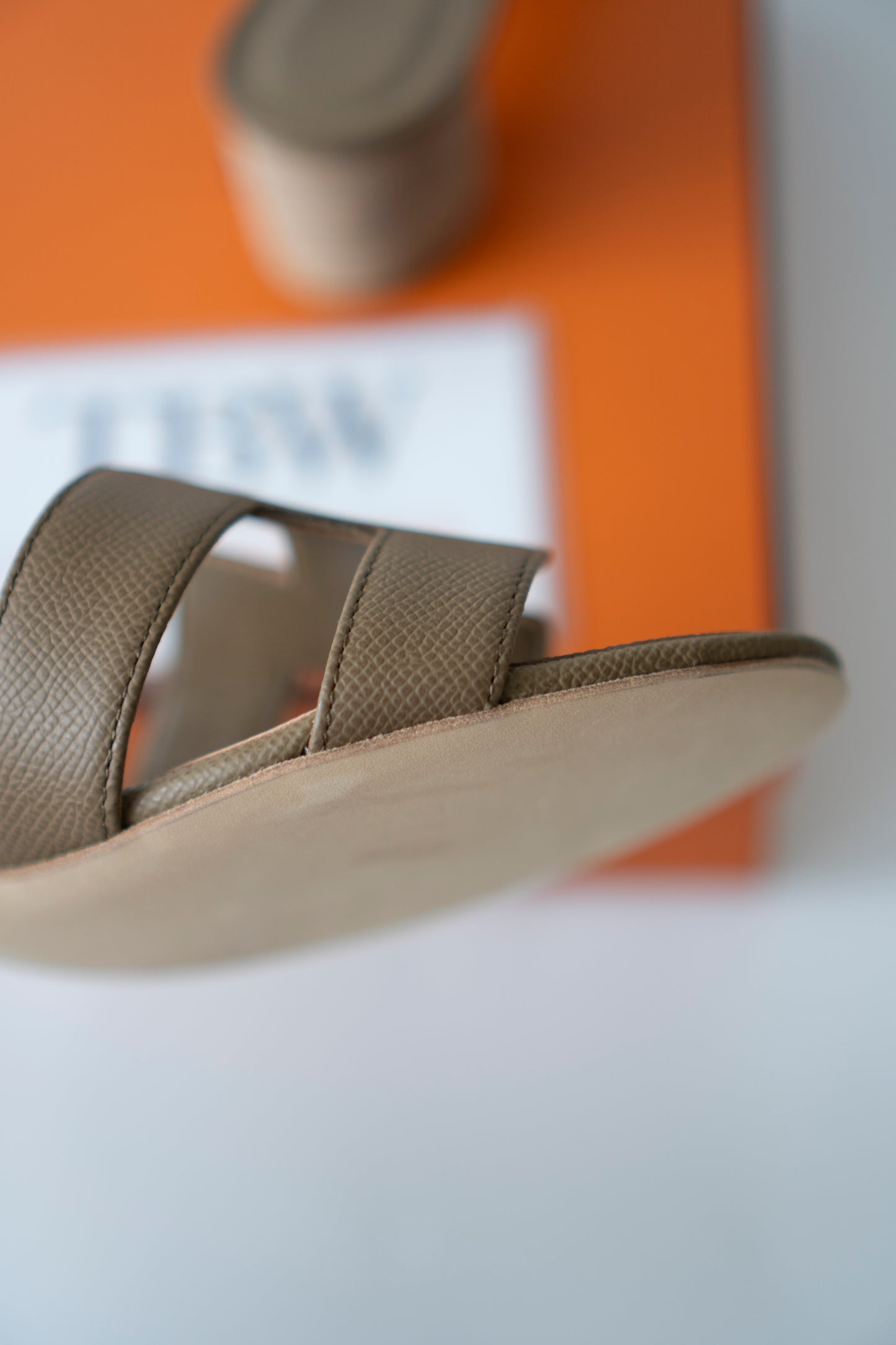 Oasis Sandals – Etoupe Epsom Leather