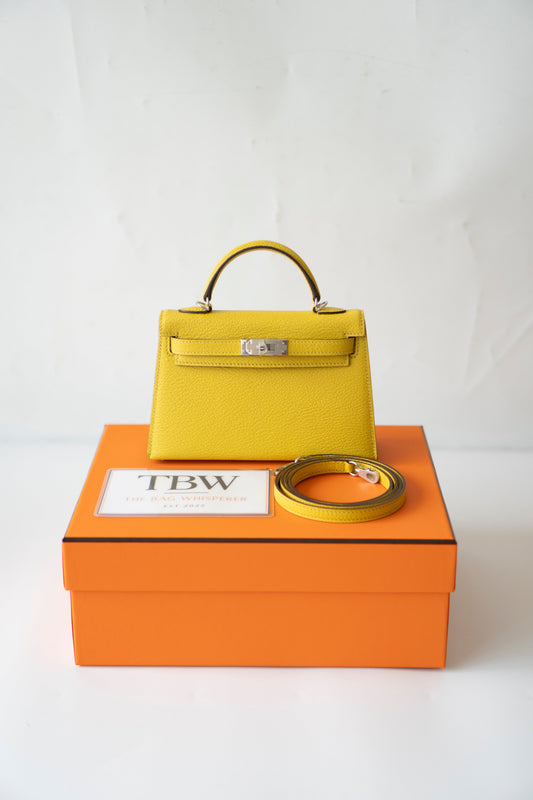 Mini KL II Sellier 20 Verso – Jaune de Naples Chèvre Mysore with Palladium Hardware
