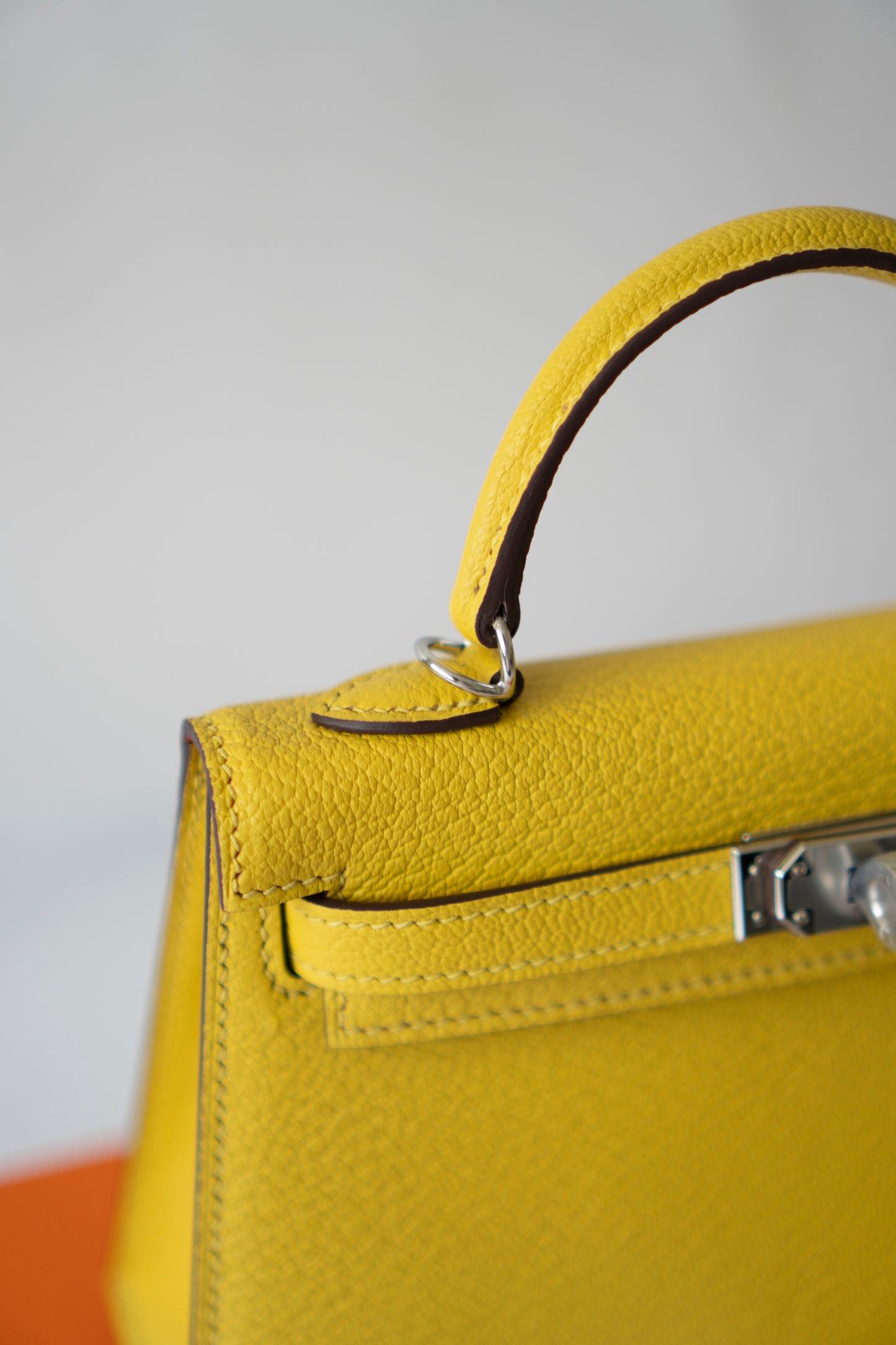 Mini KL II Sellier 20 Verso – Jaune de Naples Chèvre Mysore with Palladium Hardware