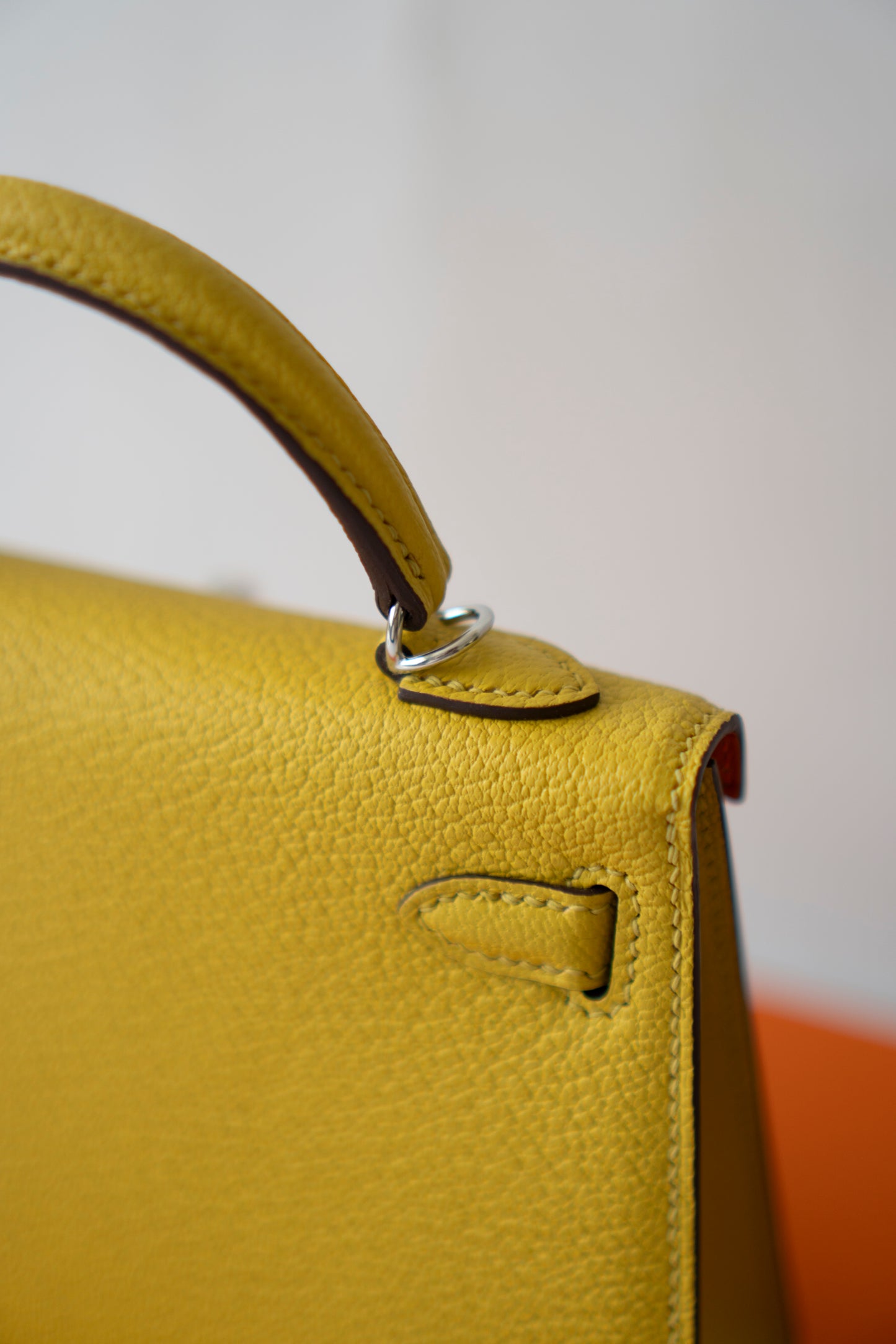 Mini KL II Sellier 20 Verso – Jaune de Naples Chèvre Mysore with Palladium Hardware