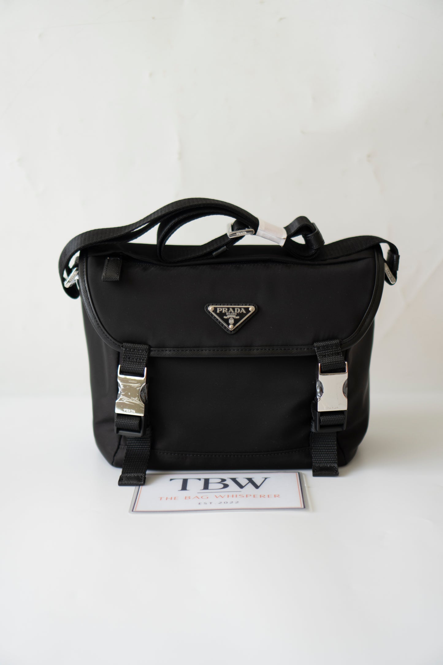 Re-Nylon Messenger Bag in Black