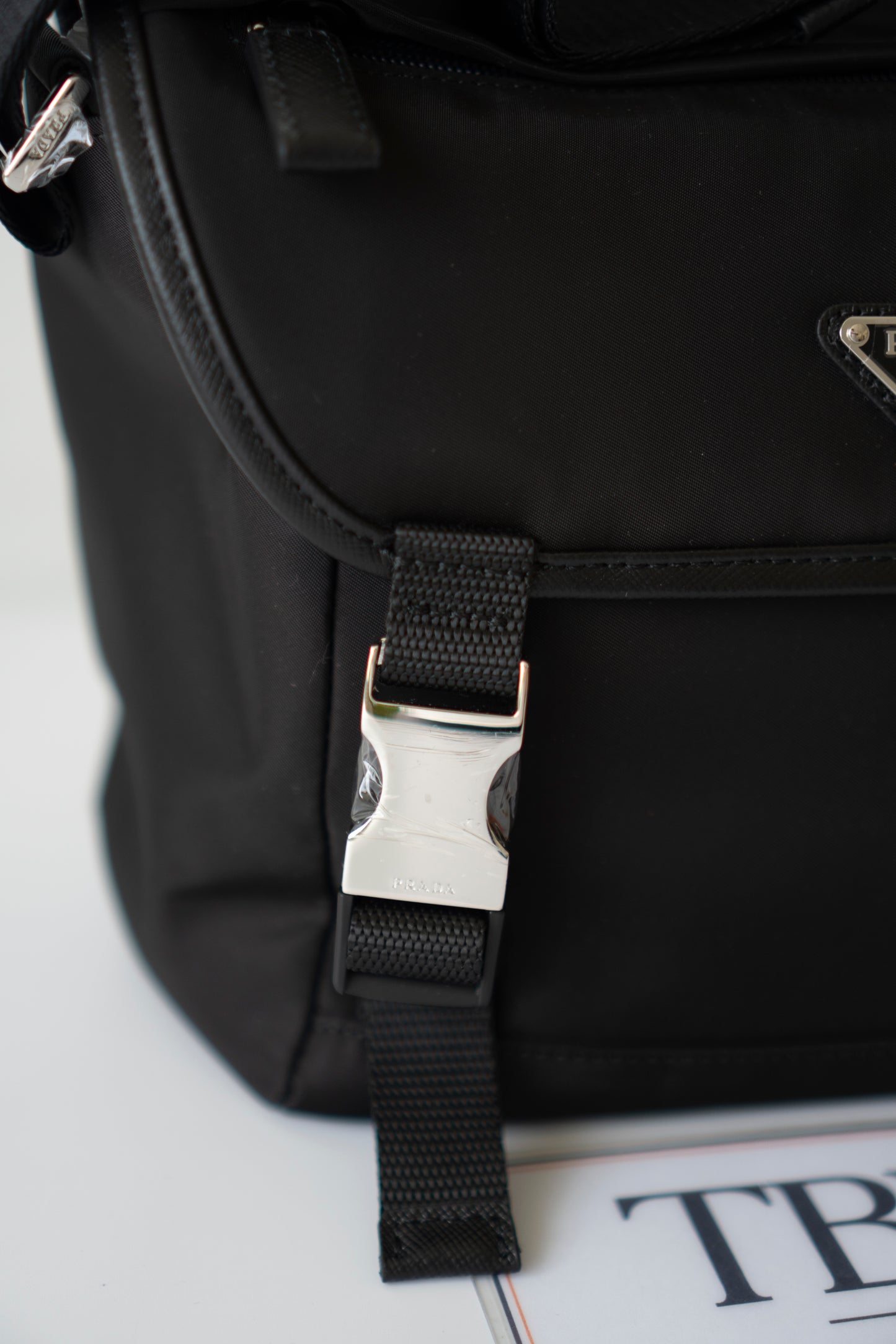 Re-Nylon Messenger Bag in Black
