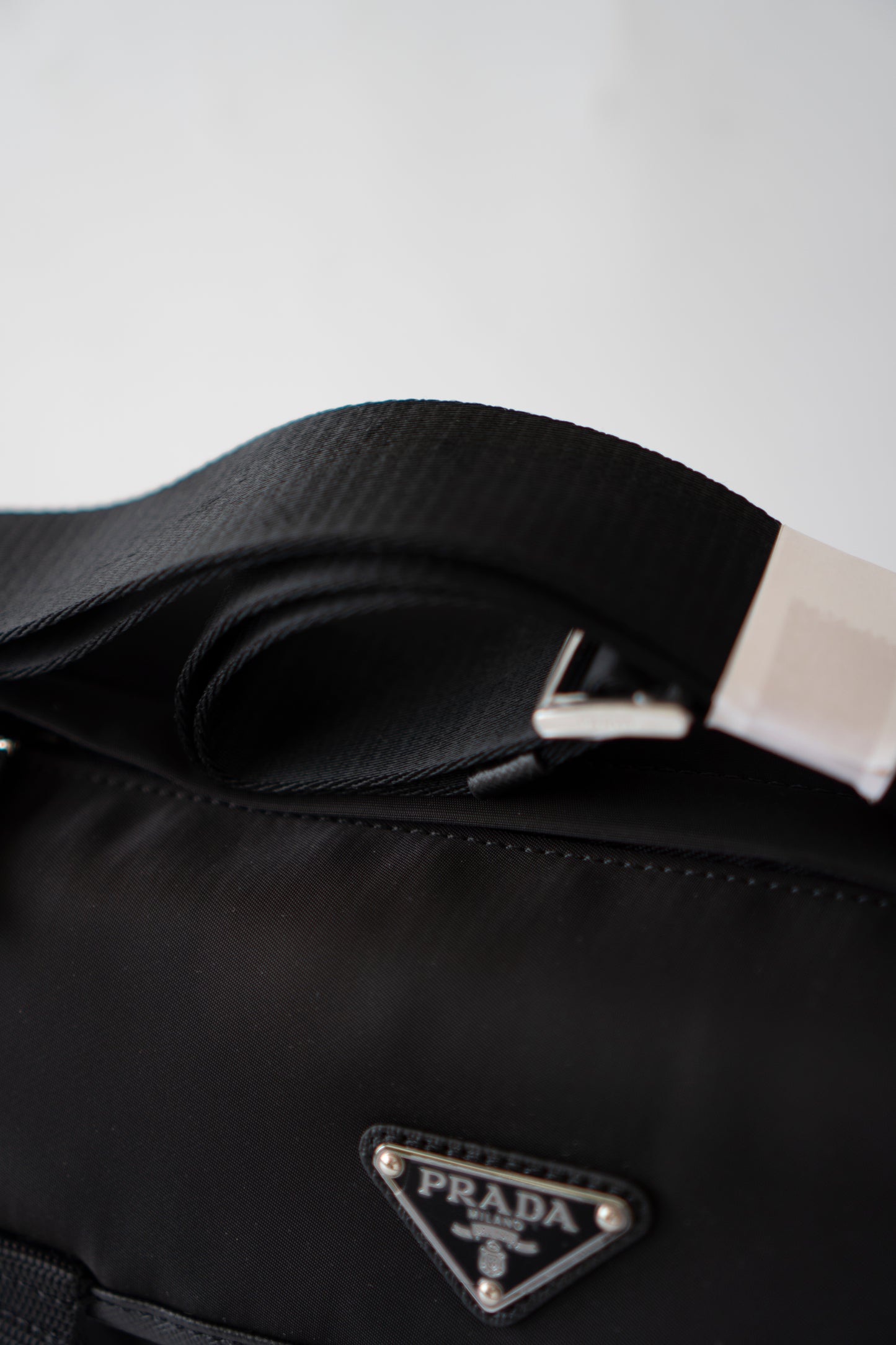Re-Nylon Messenger Bag in Black