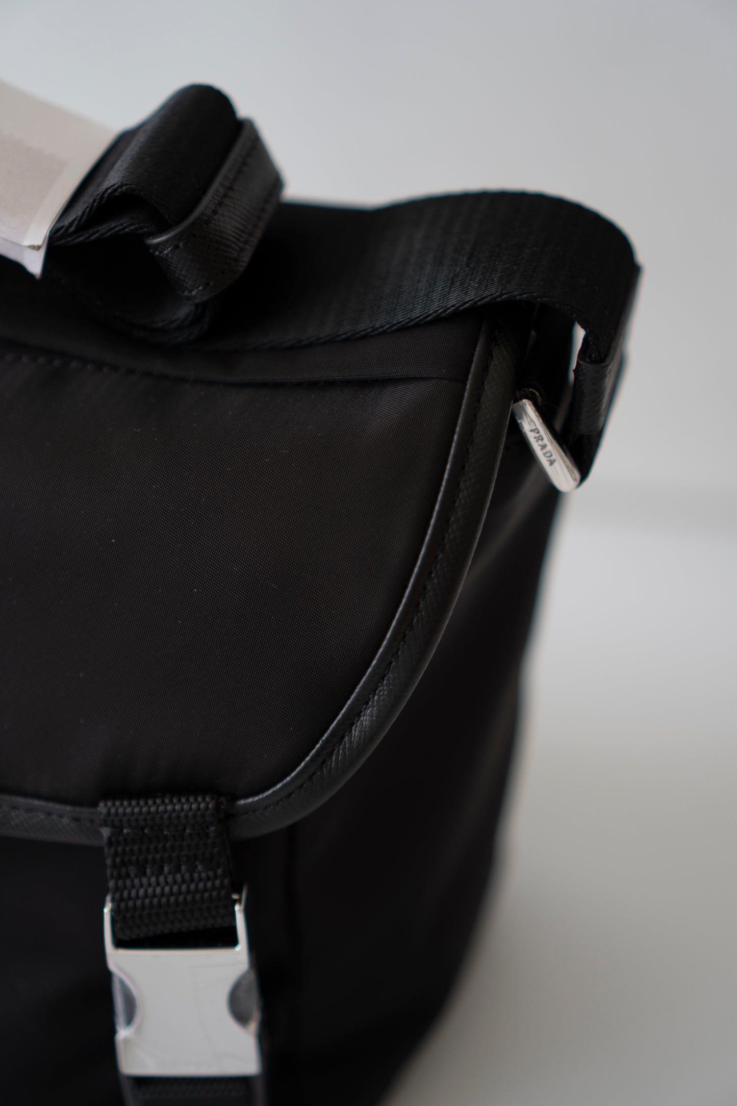 Re-Nylon Messenger Bag in Black