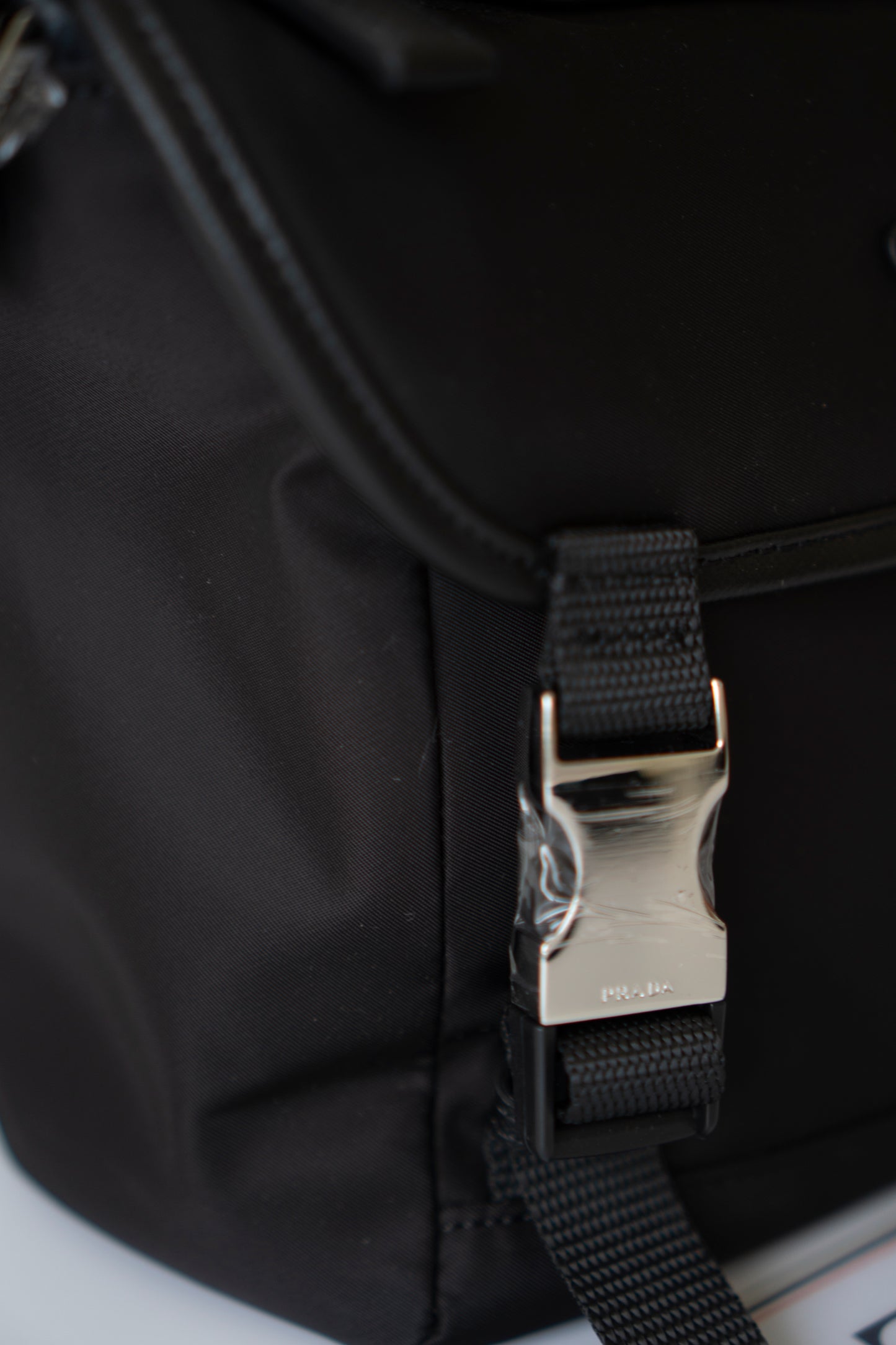 Re-Nylon Messenger Bag in Black