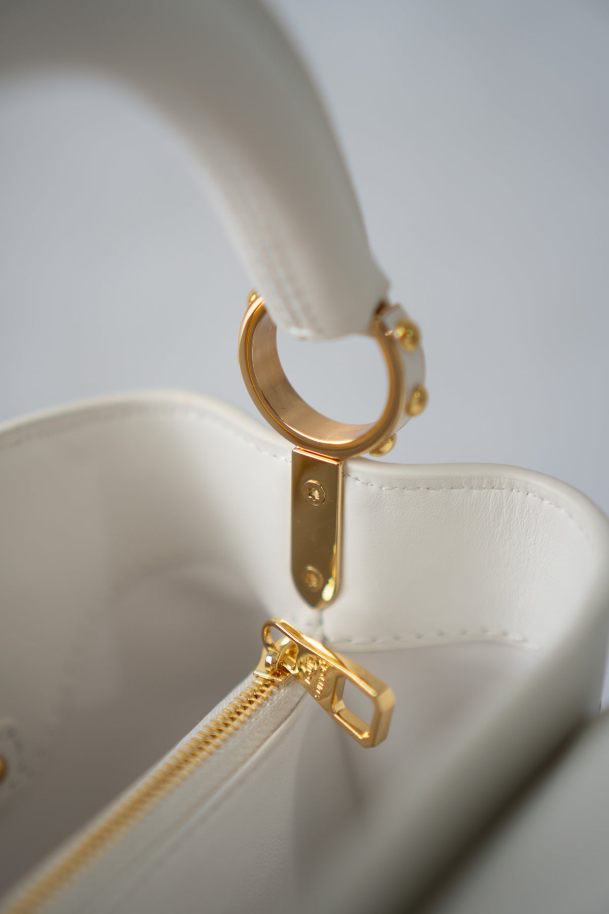 Capucine Mini – White Leather with Multicolored Flower Accents and Gold Hardware