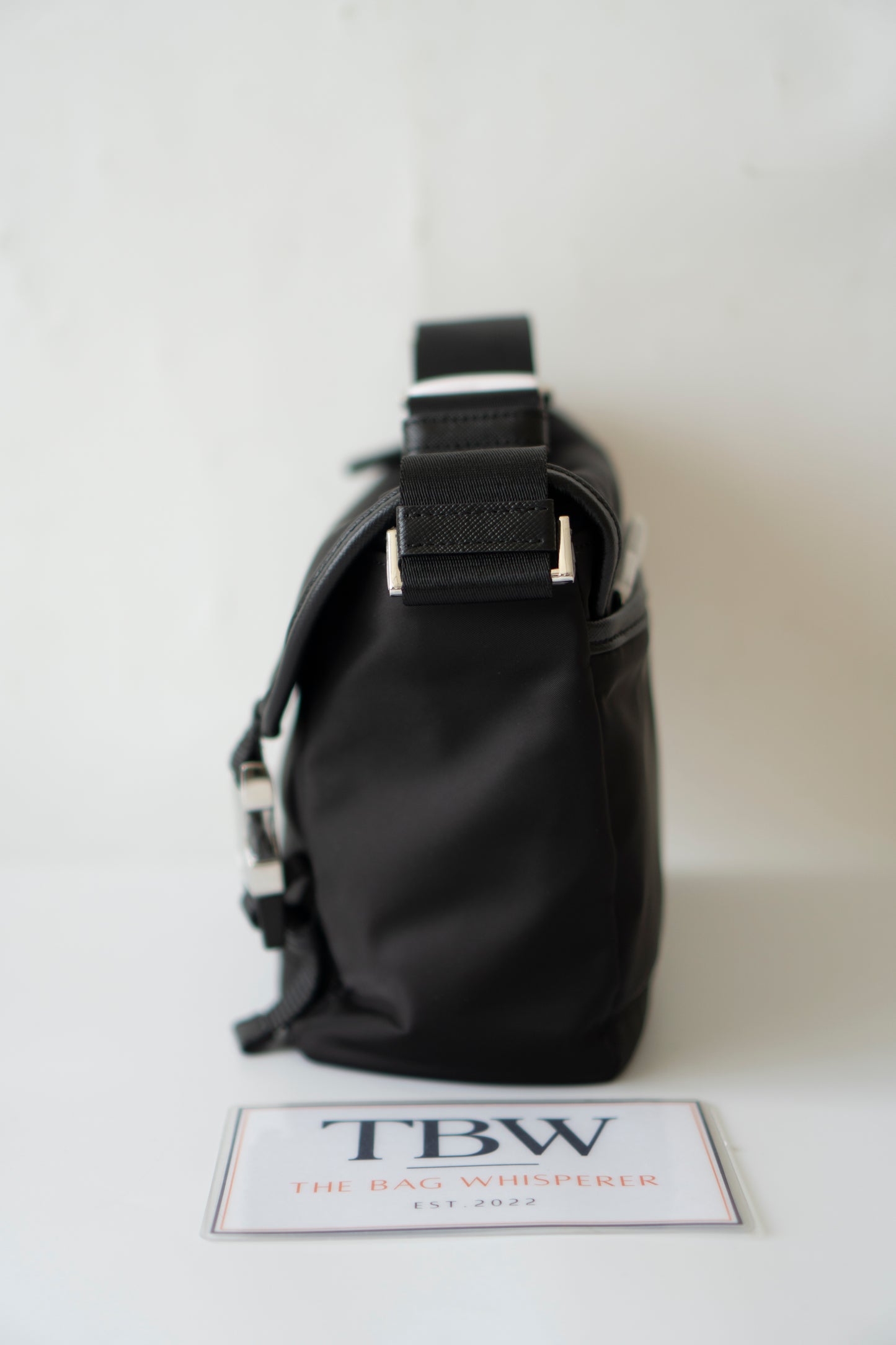 Re-Nylon Messenger Bag in Black